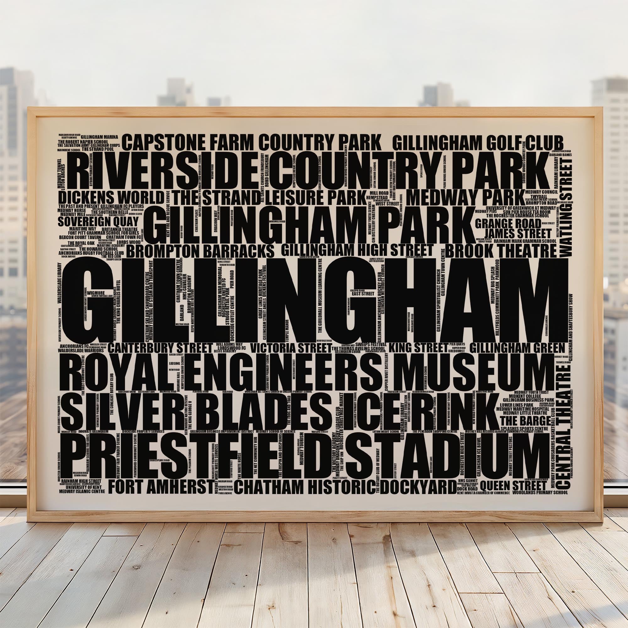 Gillingham - Premium Typographic Word Cloud Prints, Posters & Gifts