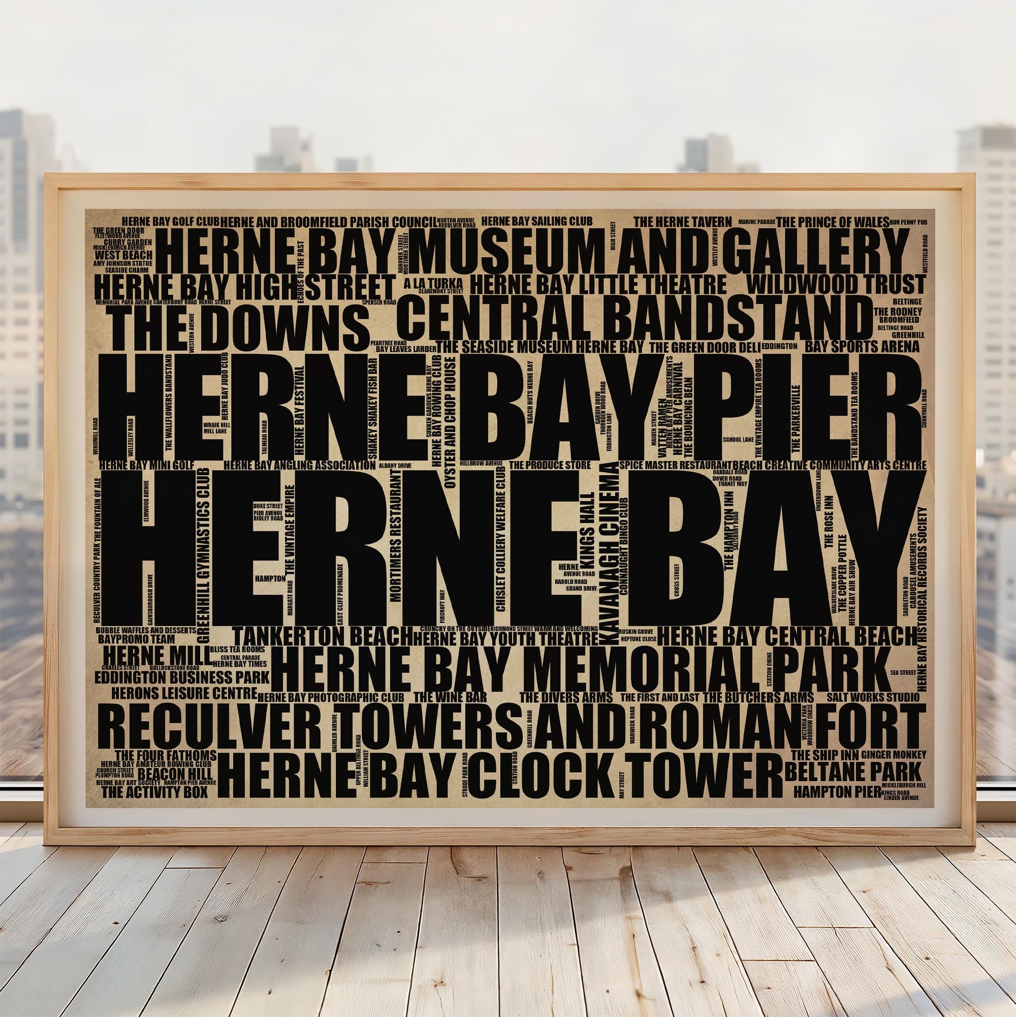 Herne Bay - Premium Typographic Word Cloud Prints, Posters & Gifts