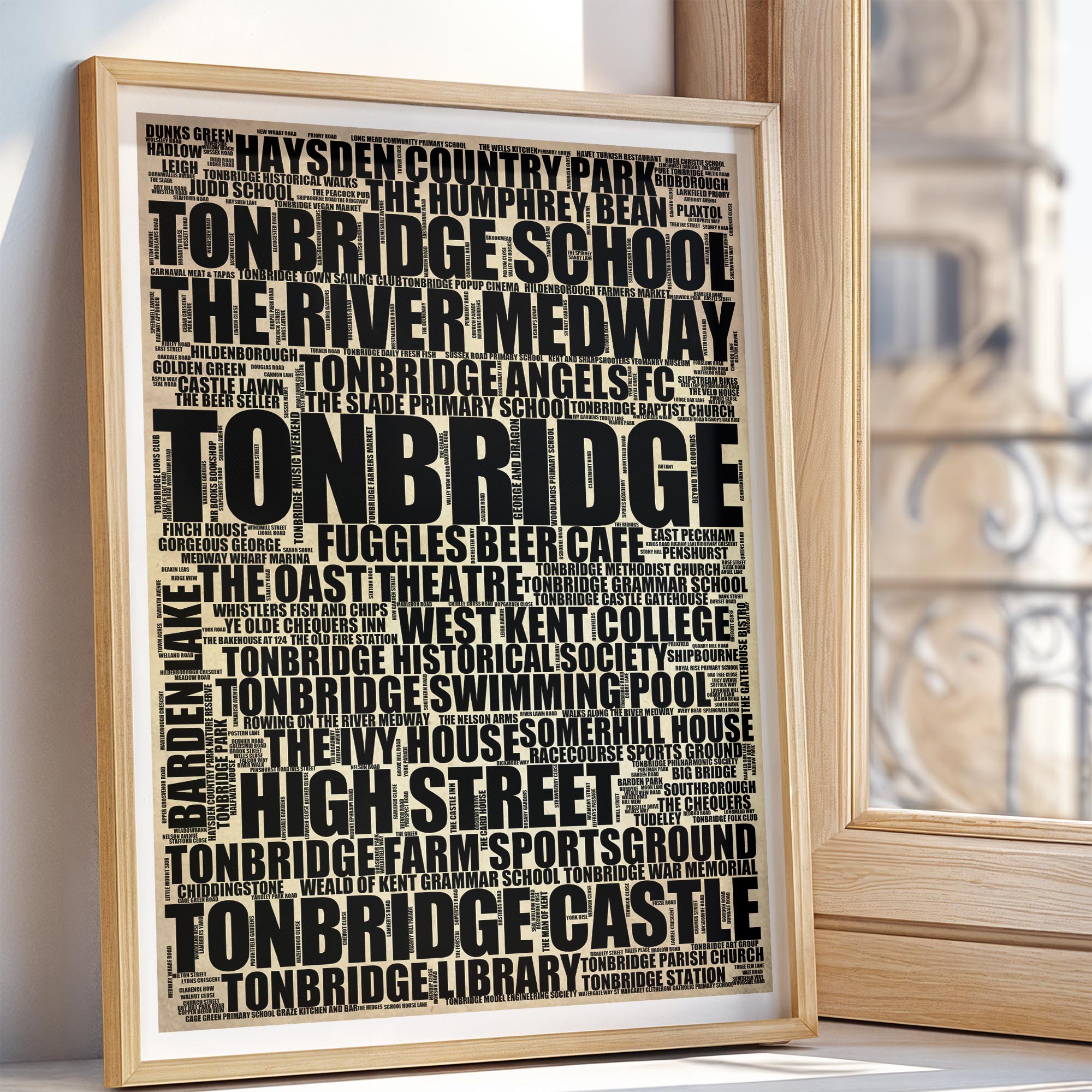 Tonbridge - Premium Typographic Word Cloud Prints, Posters & Gifts