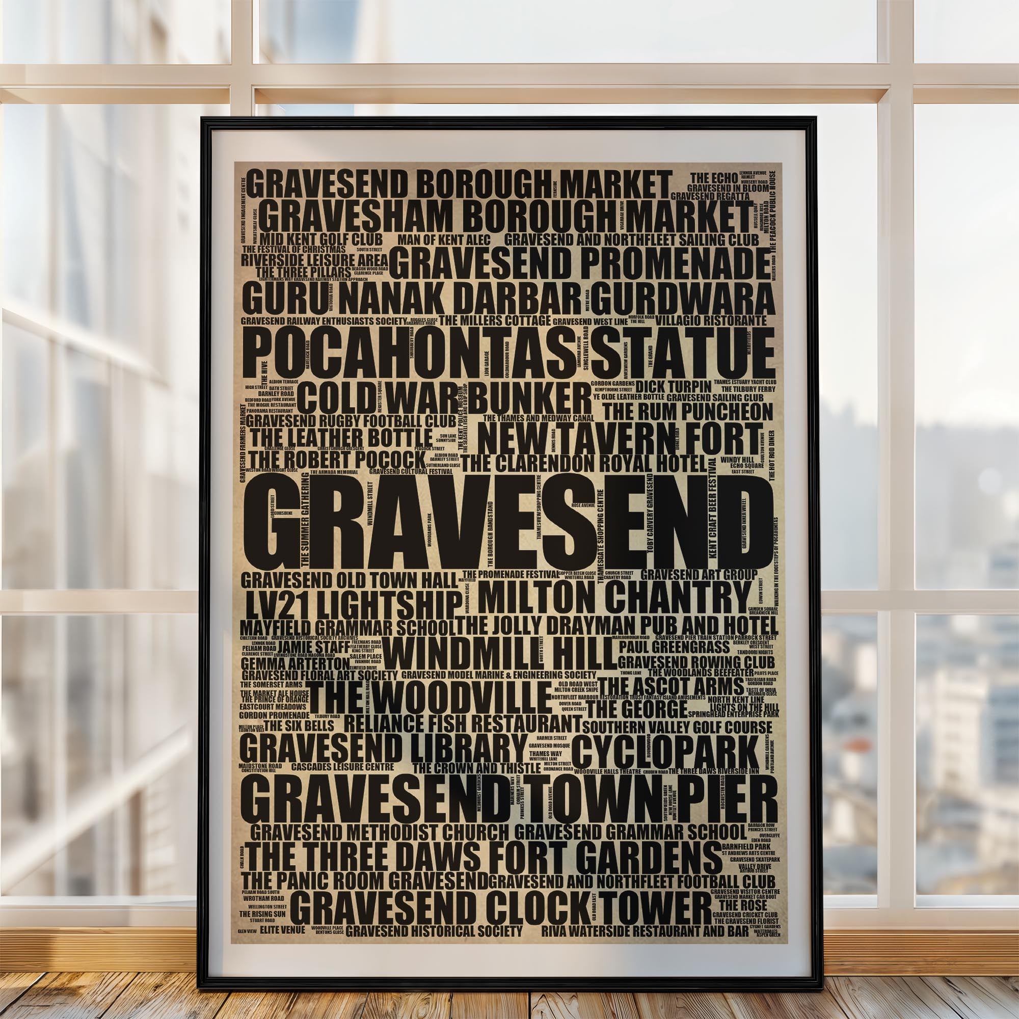 Gravesend - Premium Typographic Word Cloud Prints, Posters & Gifts