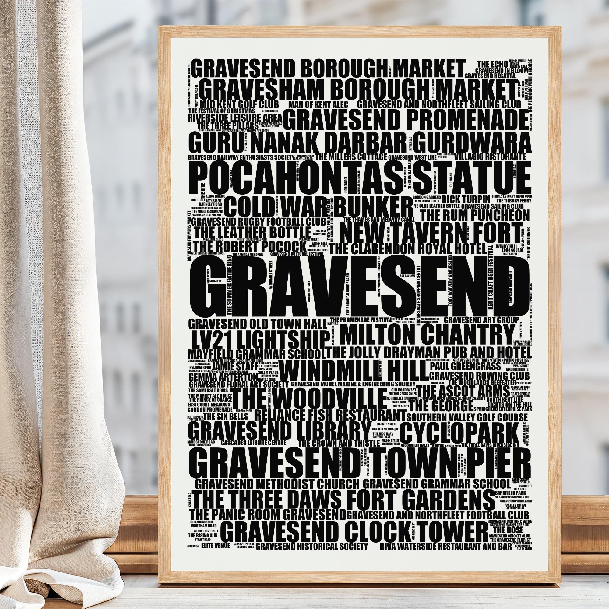 Gravesend - Premium Typographic Word Cloud Prints, Posters & Gifts