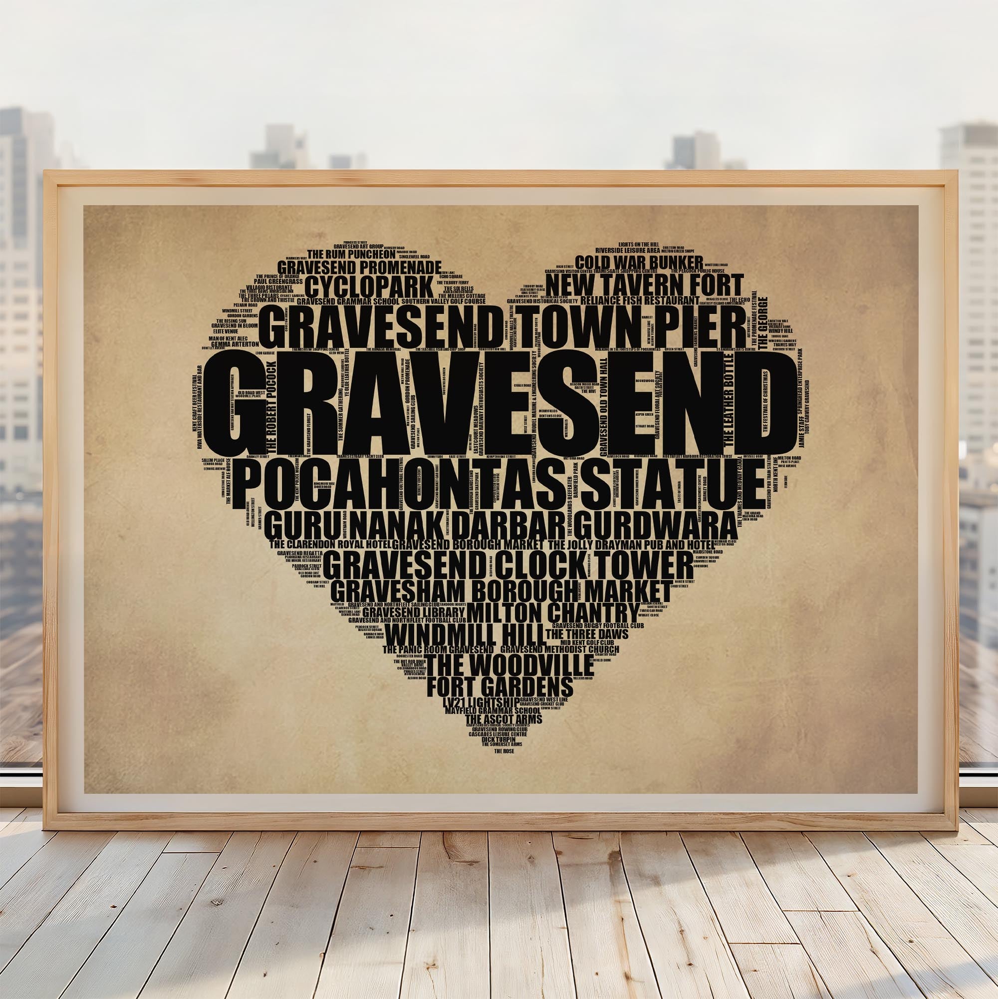 Gravesend - Premium Typographic Word Cloud Prints, Posters & Gifts