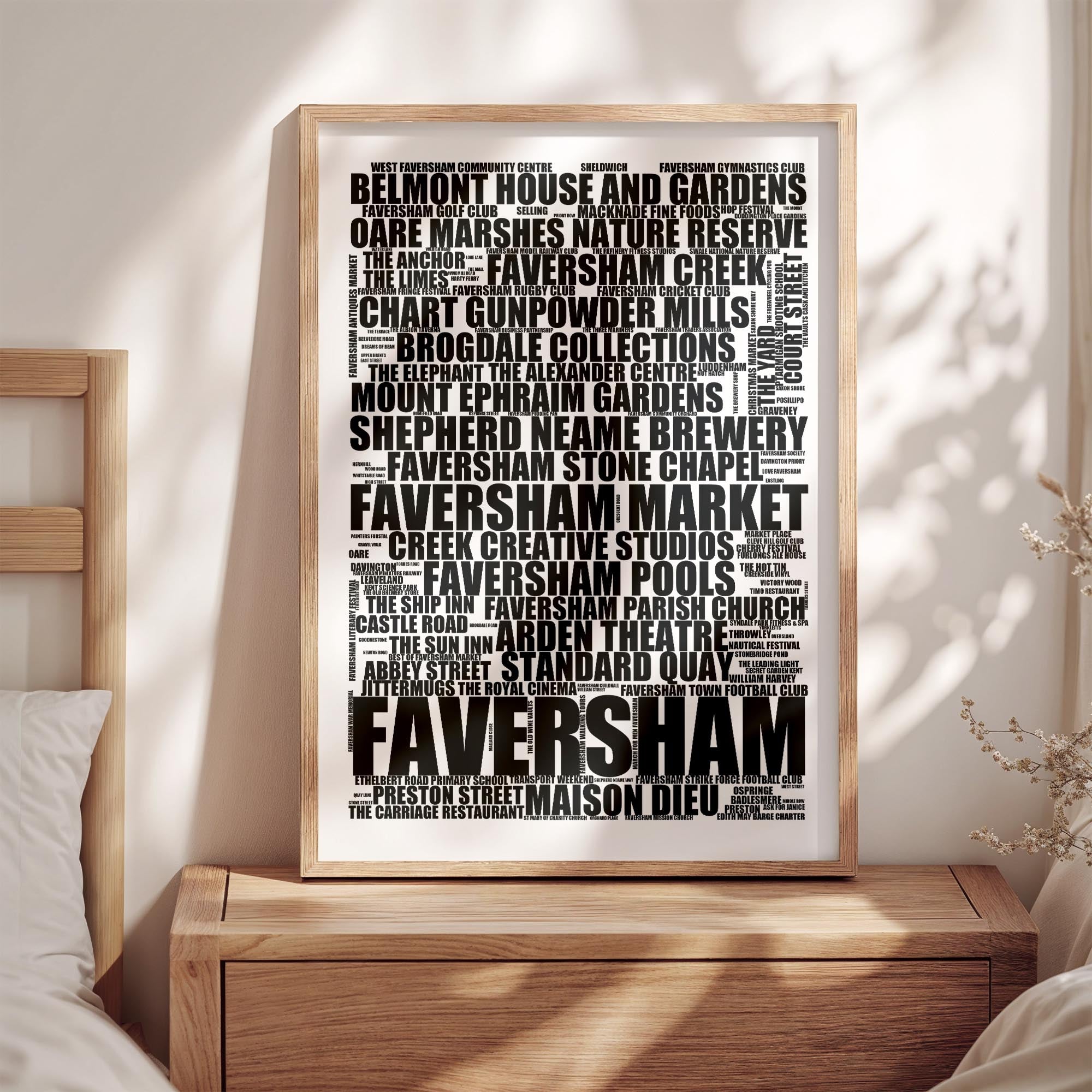 Faversham - Premium Typographic Word Cloud Prints, Posters & Gifts