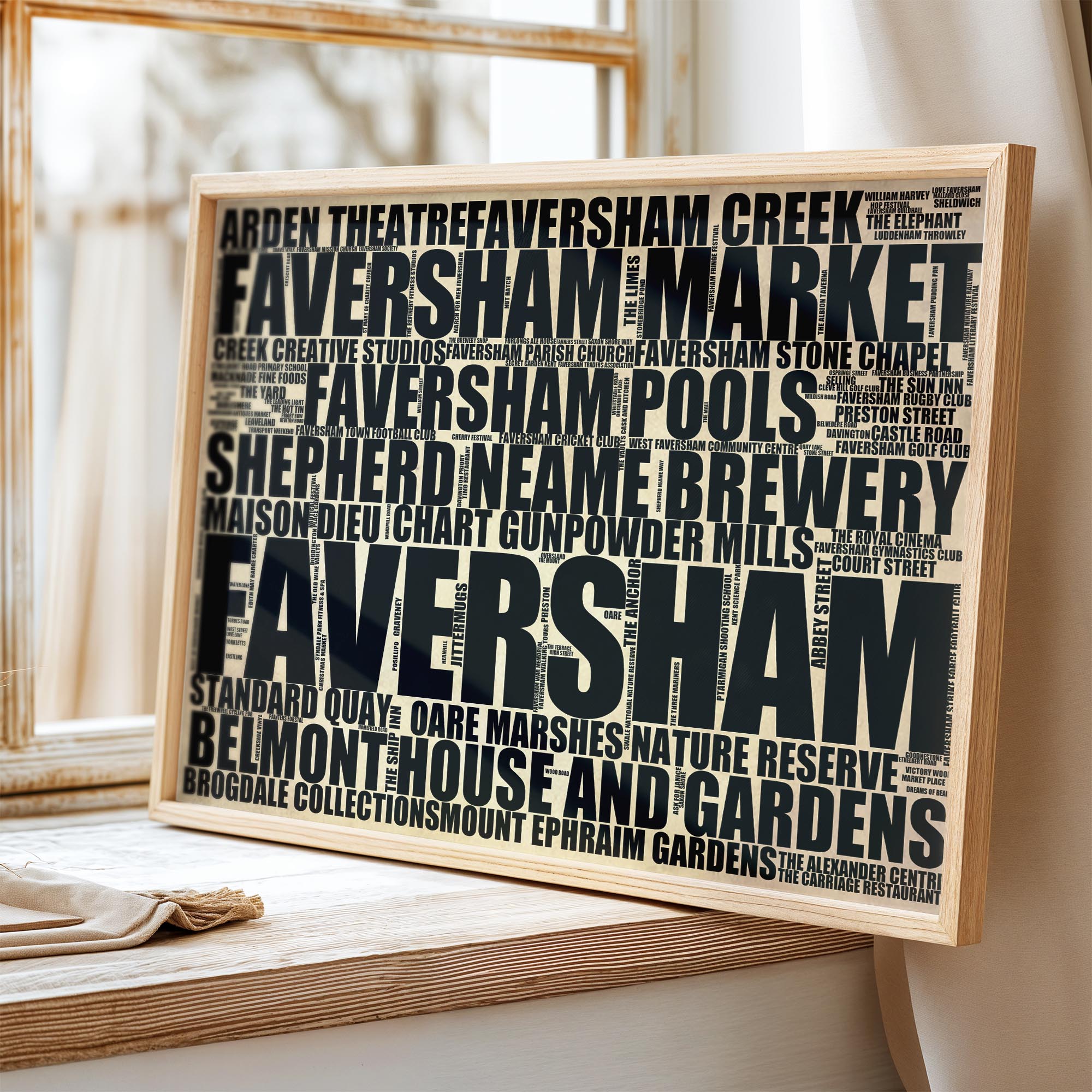 Faversham - Premium Typographic Word Cloud Prints, Posters & Gifts