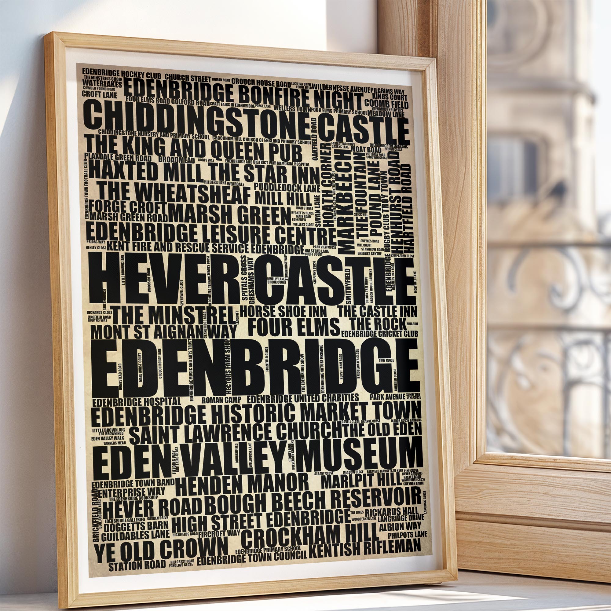 Edenbridge - Premium Typographic Word Cloud Prints, Posters & Gifts