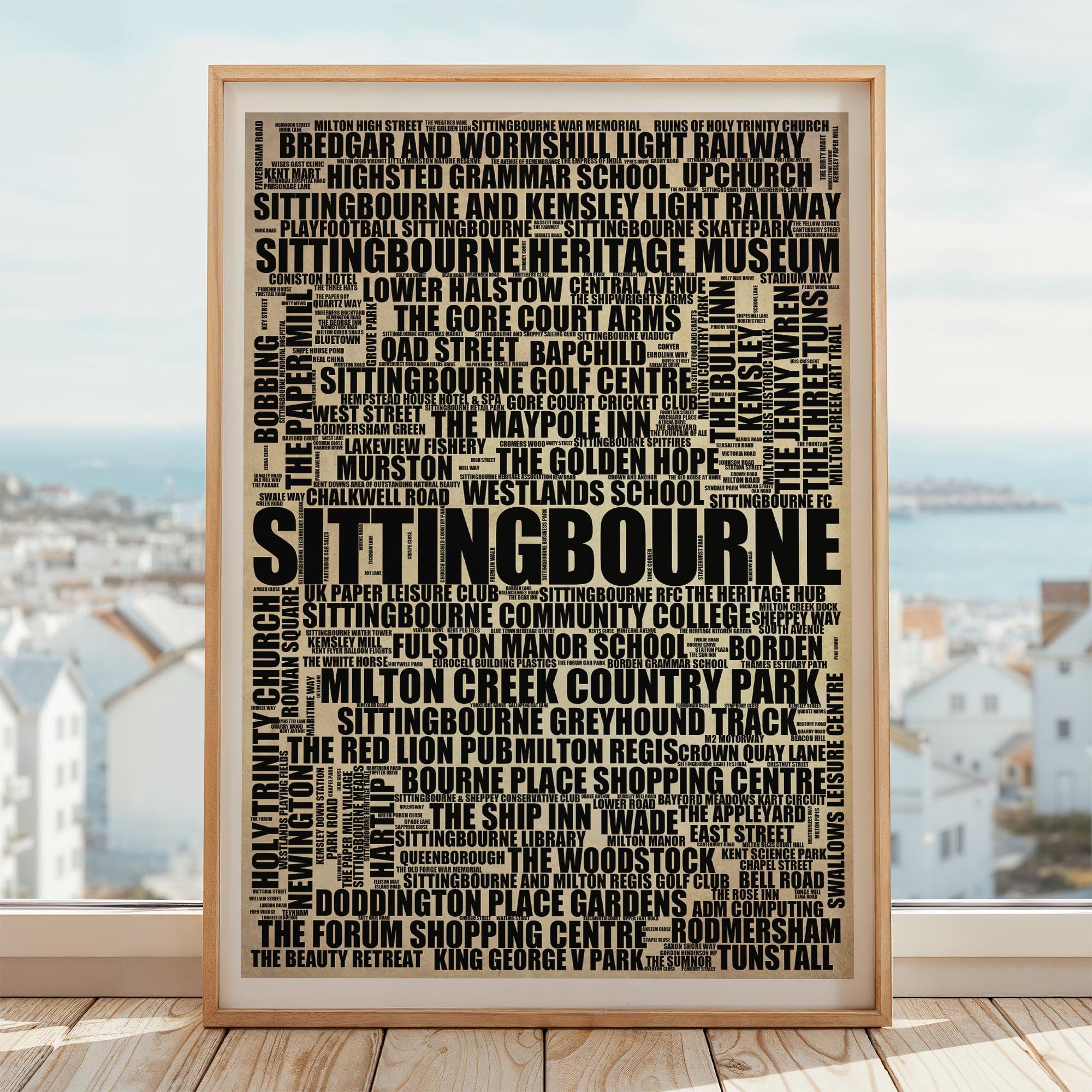 Sittingbourne - Premium Typographic Word Cloud Prints, Posters & Gifts