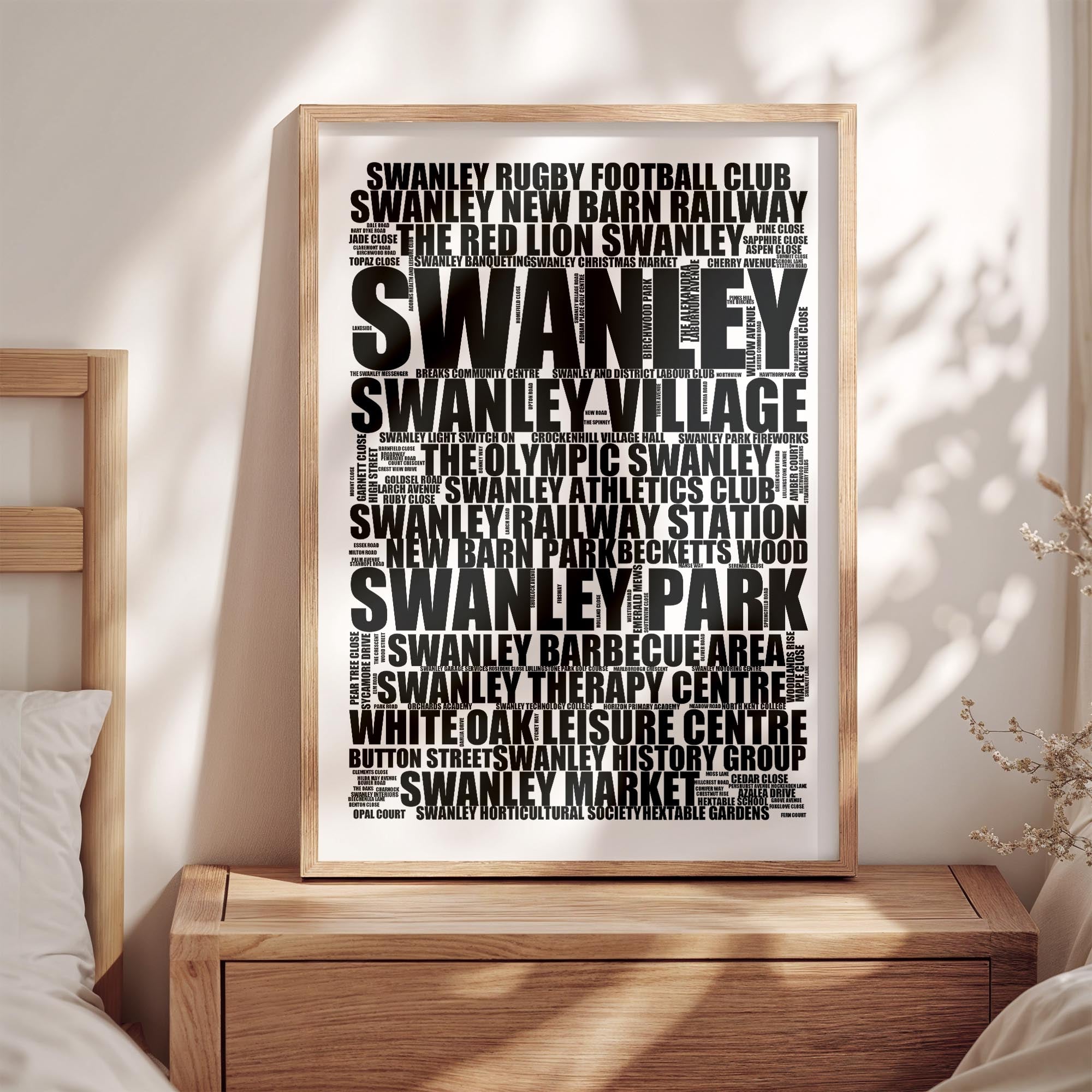 Swanley - Premium Typographic Word Cloud Prints, Posters & Gifts