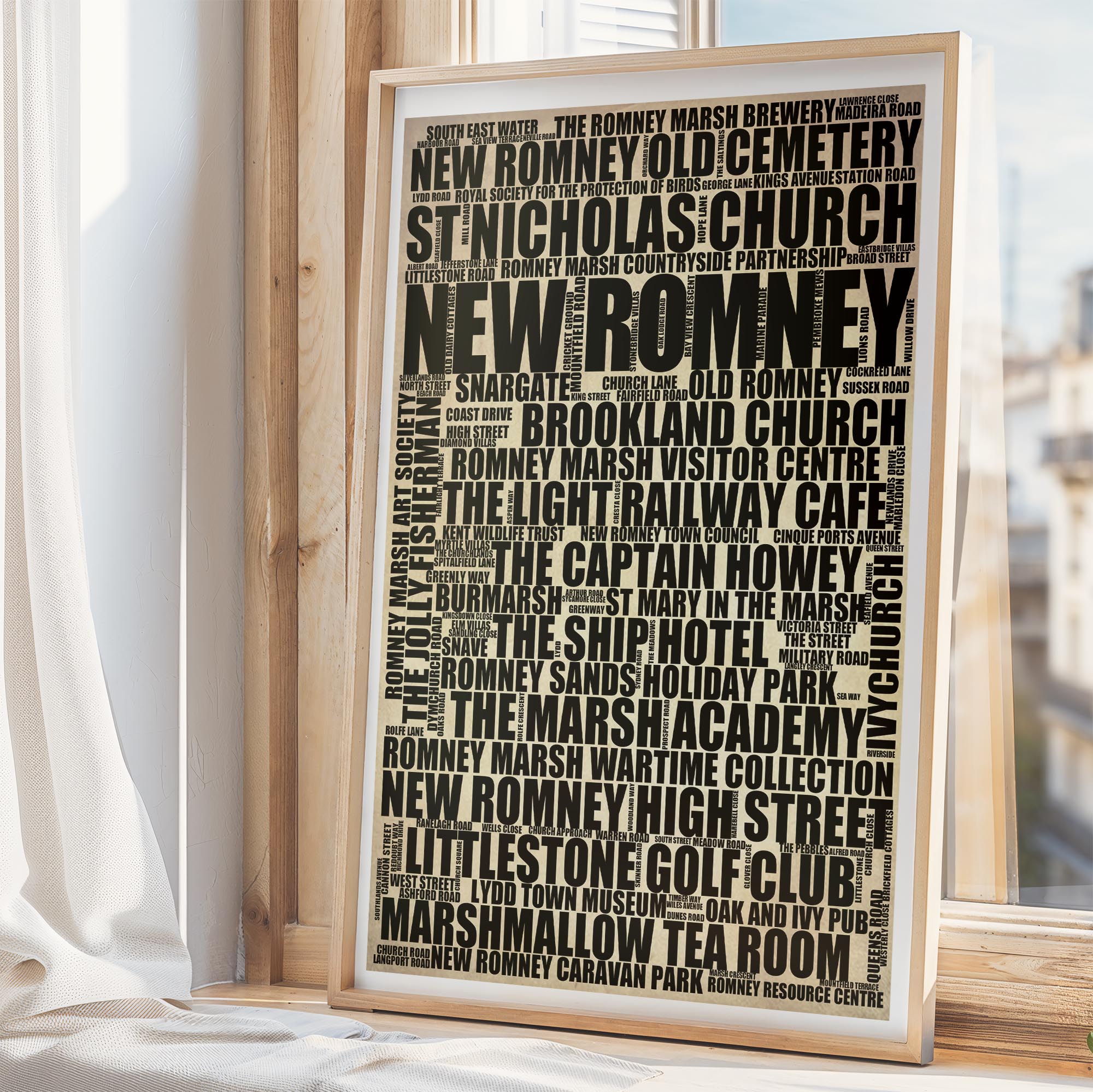 New Romney - Premium Typographic Word Cloud Prints, Posters & Gifts