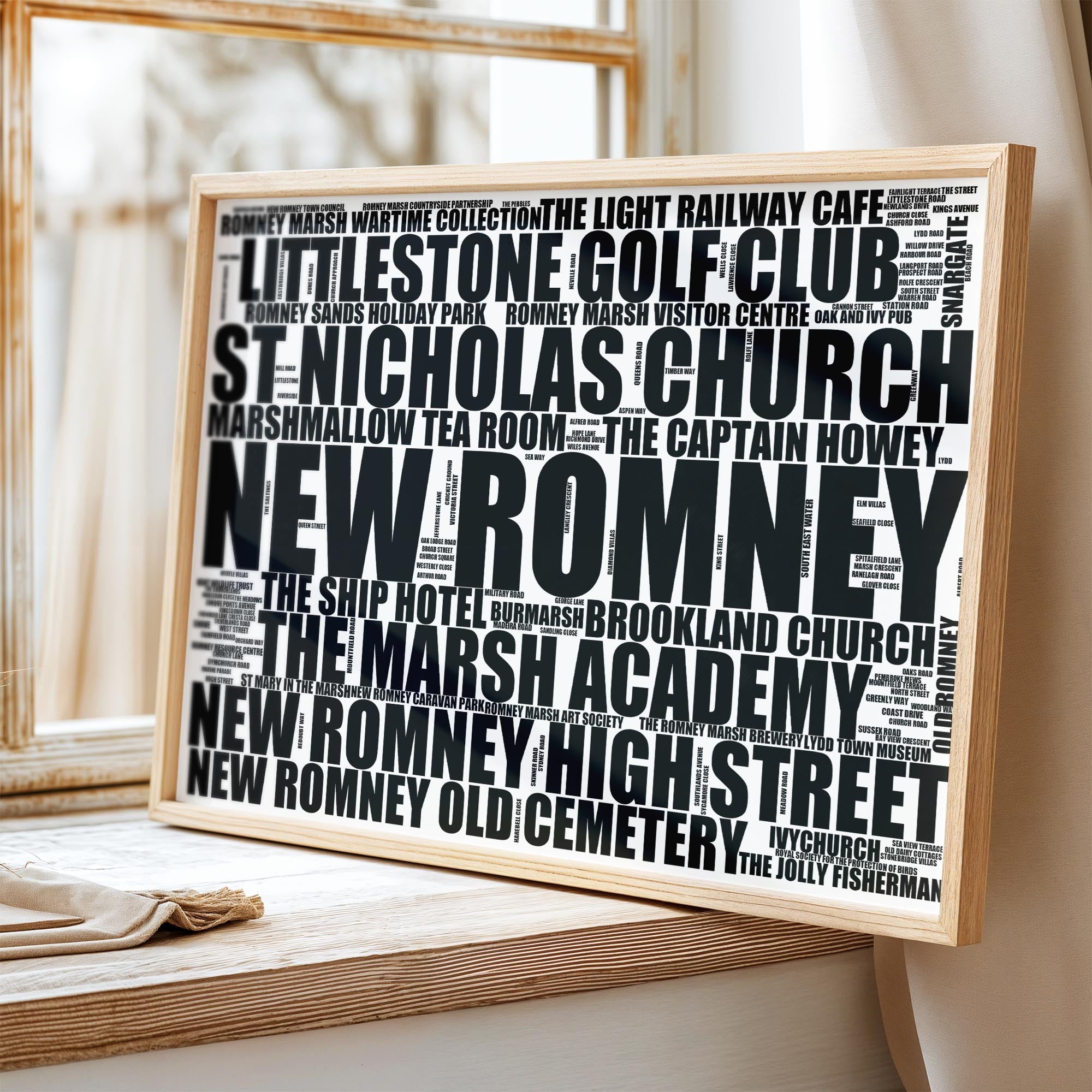 New Romney - Premium Typographic Word Cloud Prints, Posters & Gifts