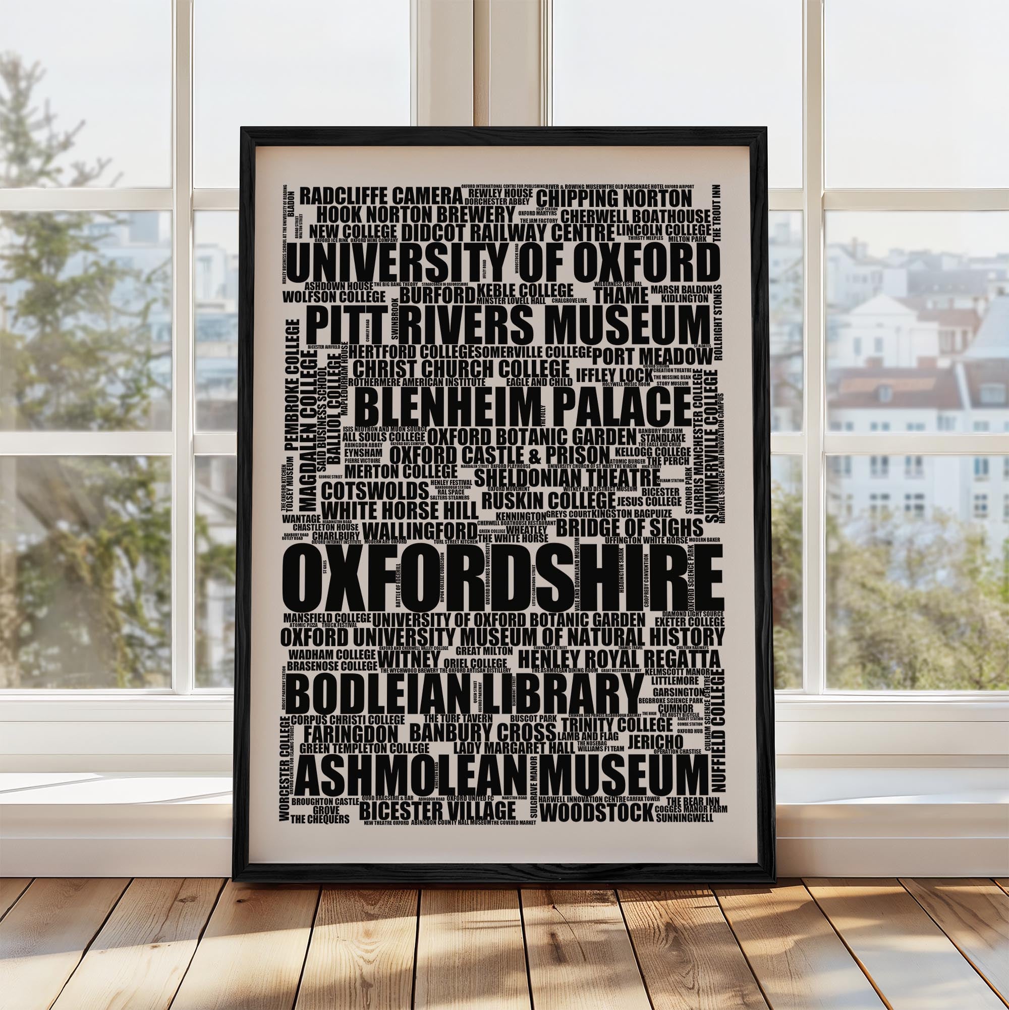 Oxfordshire - Premium Typographic Word Cloud Prints, Posters & Gifts