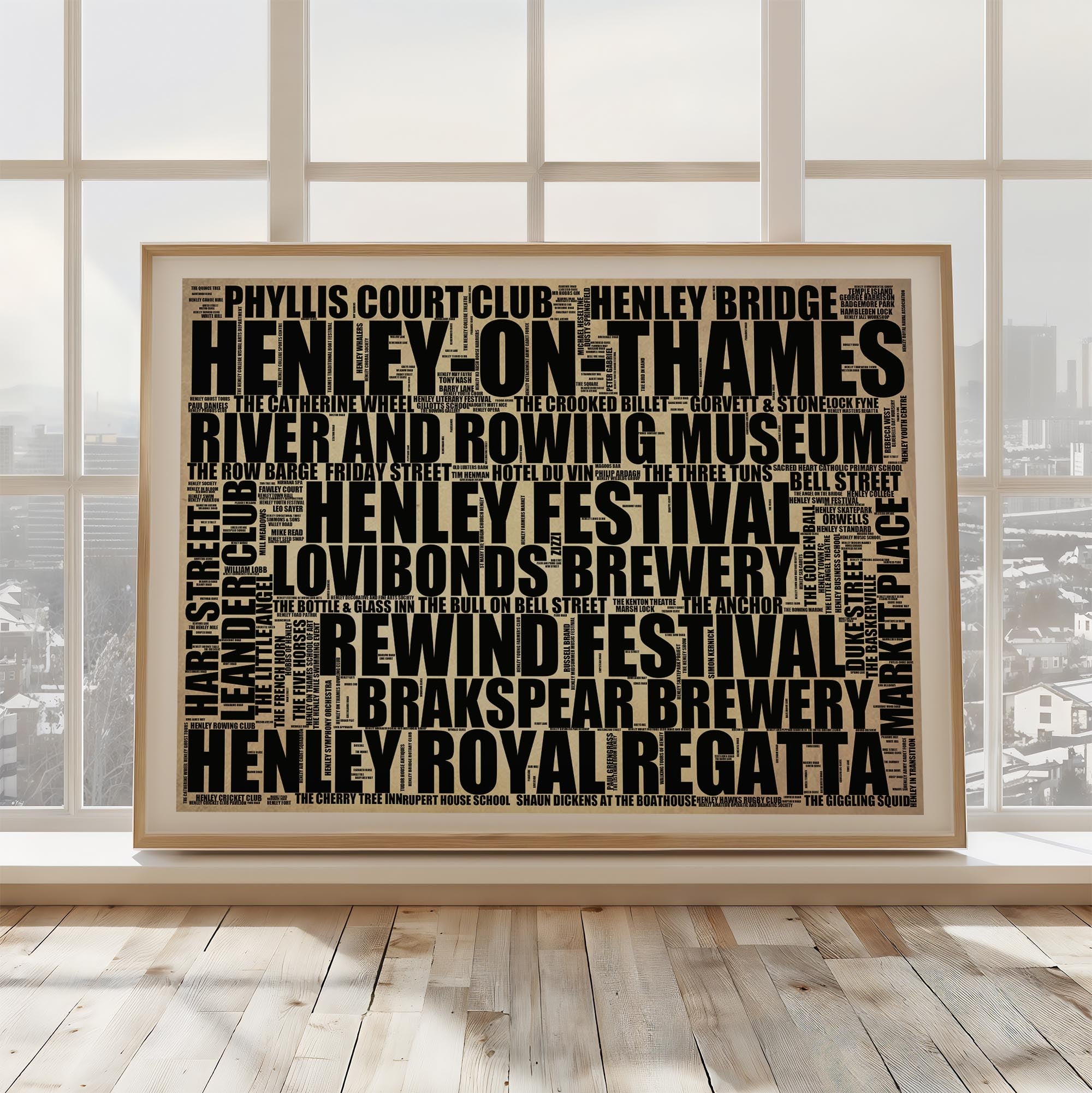 Henley-on-Thames - Premium Typographic Word Cloud Prints, Posters & Gifts