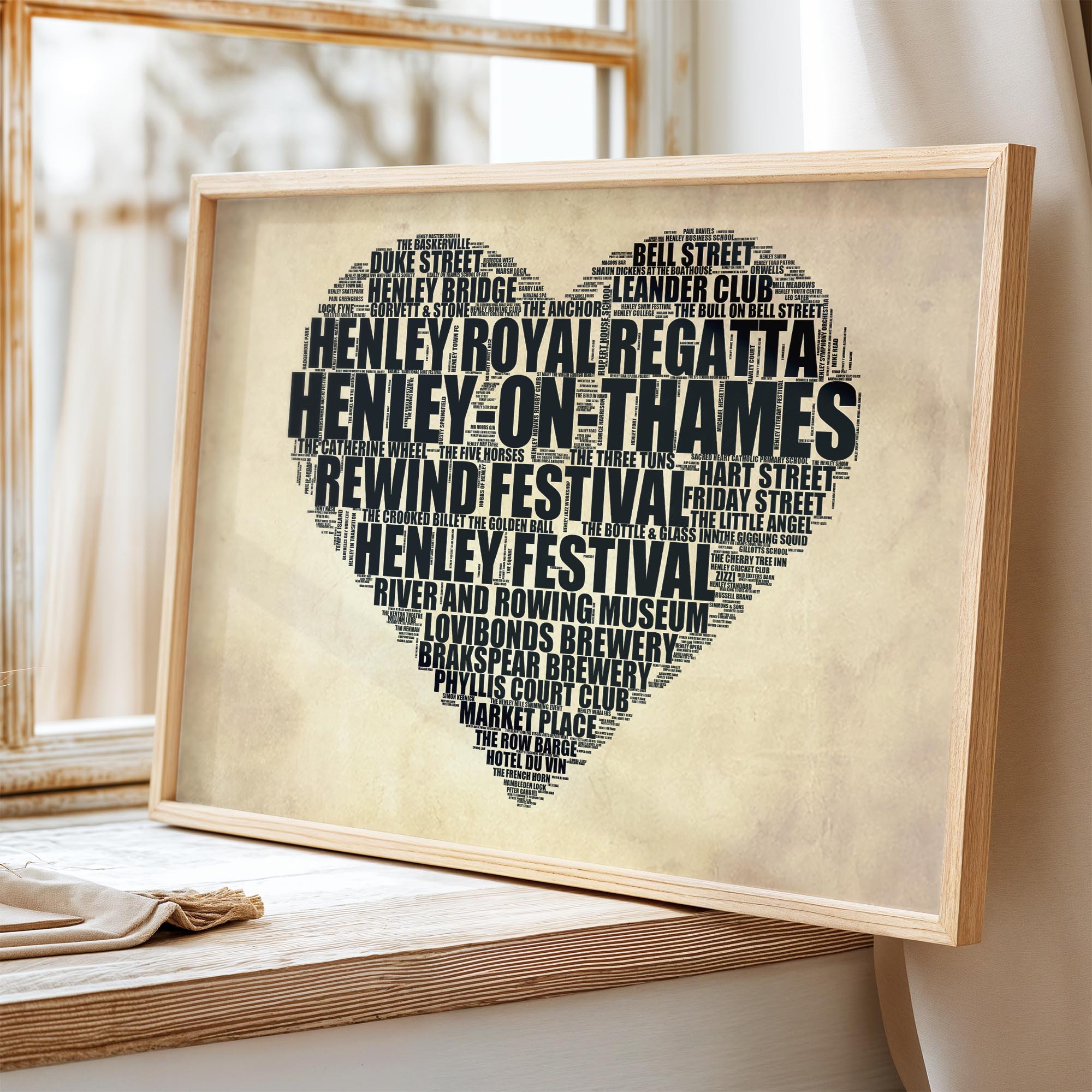 Henley-on-Thames - Premium Typographic Word Cloud Prints, Posters & Gifts