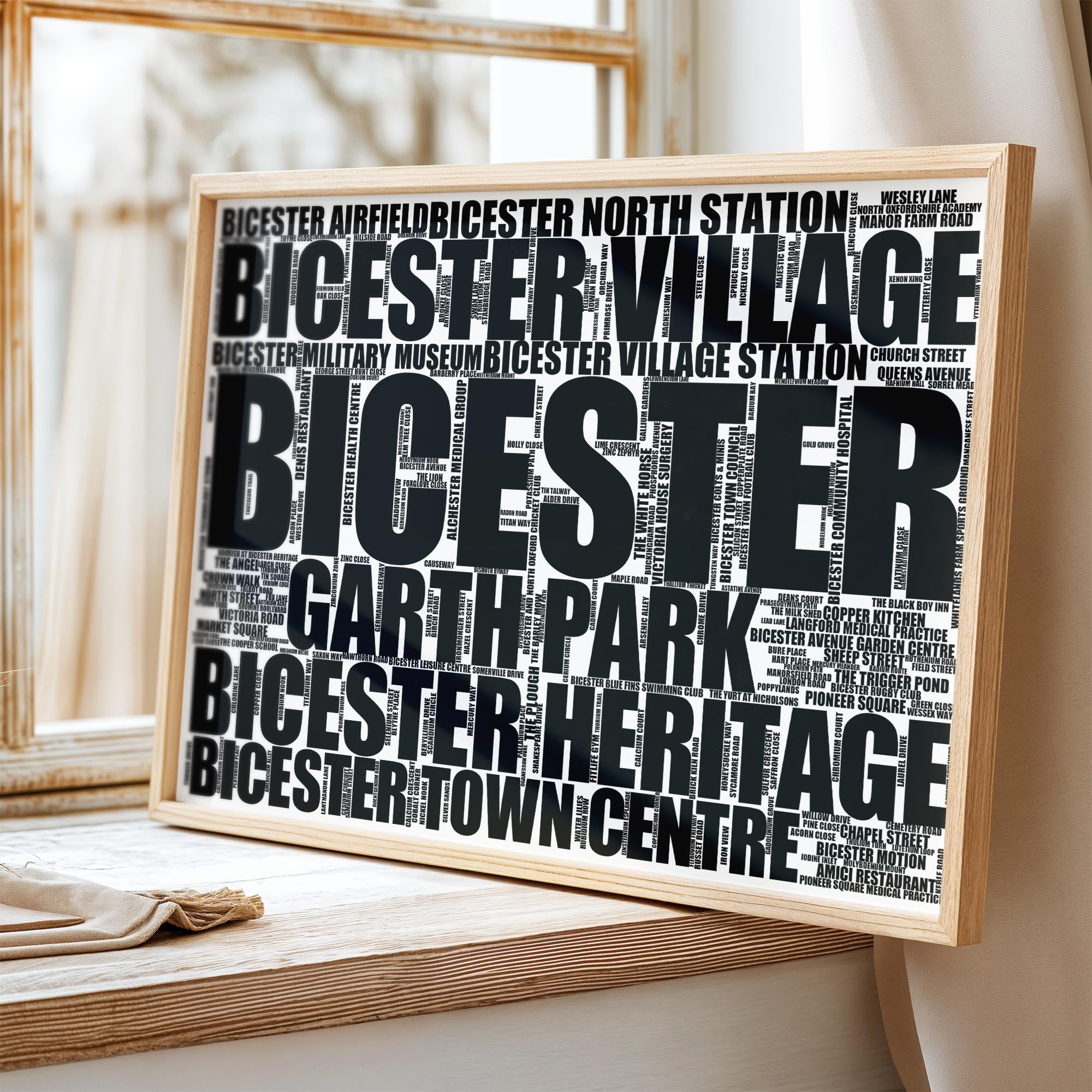 Bicester - Premium Typographic Word Cloud Prints, Posters & Gifts