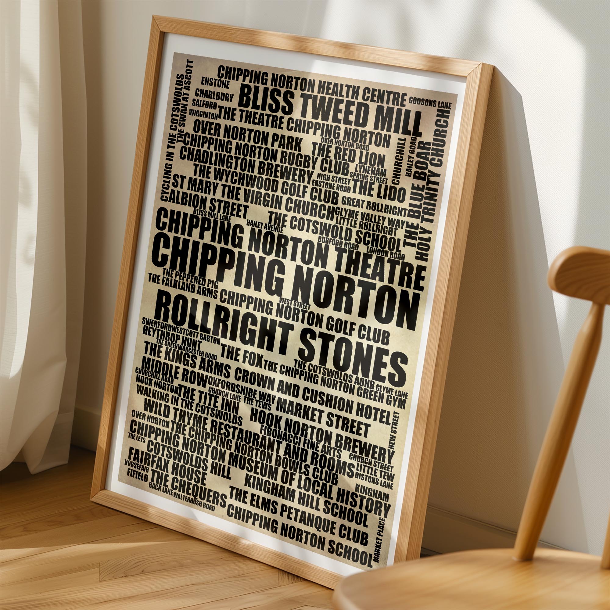 Chipping Norton - Premium Typographic Word Cloud Prints, Posters & Gifts