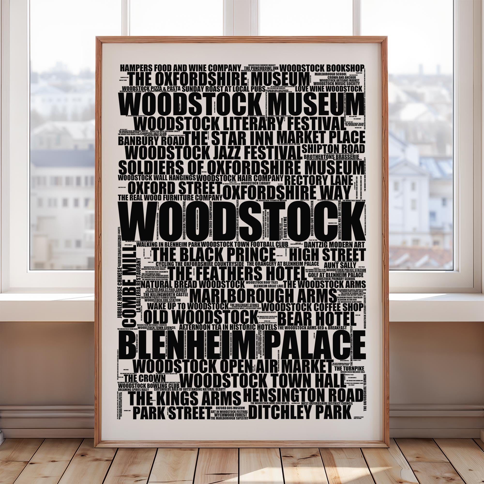 Woodstock - Premium Typographic Word Cloud Prints, Posters & Gifts