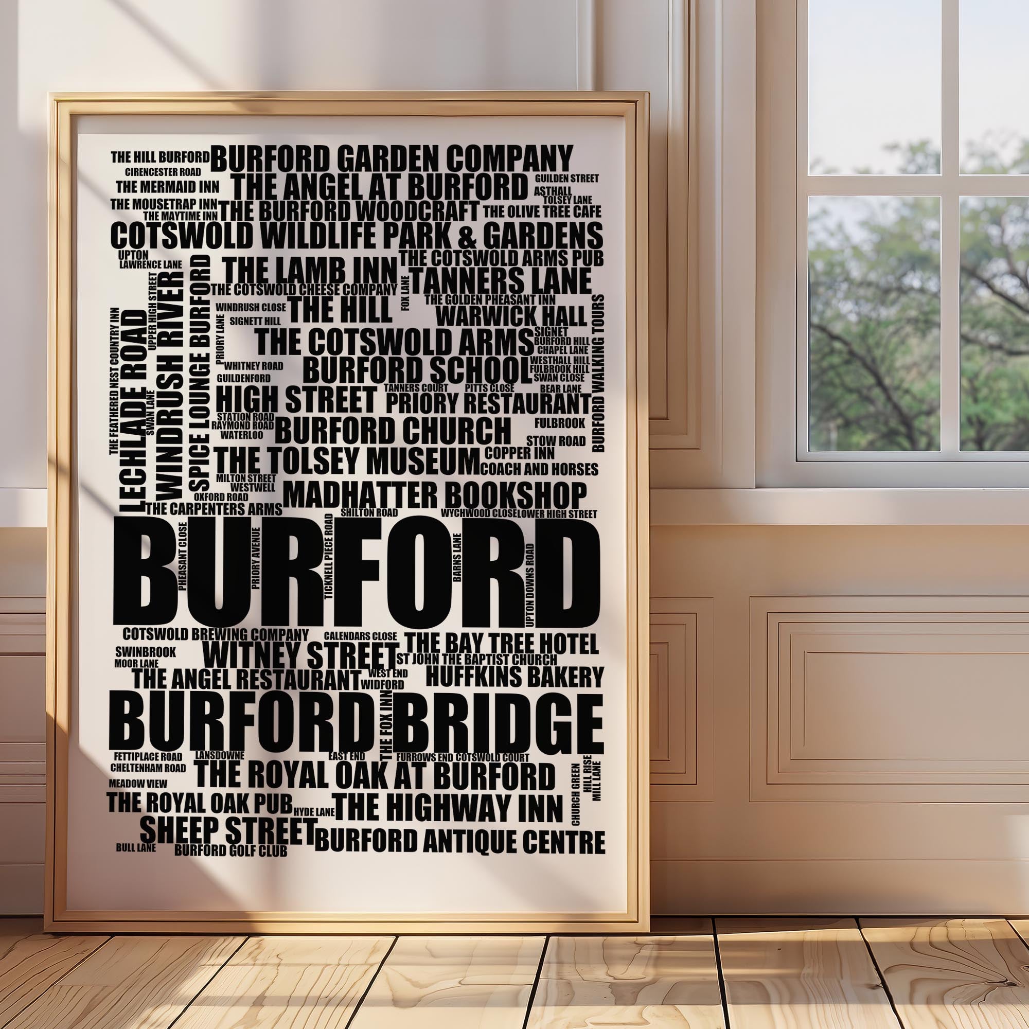 Burford - Premium Typographic Word Cloud Prints, Posters & Gifts