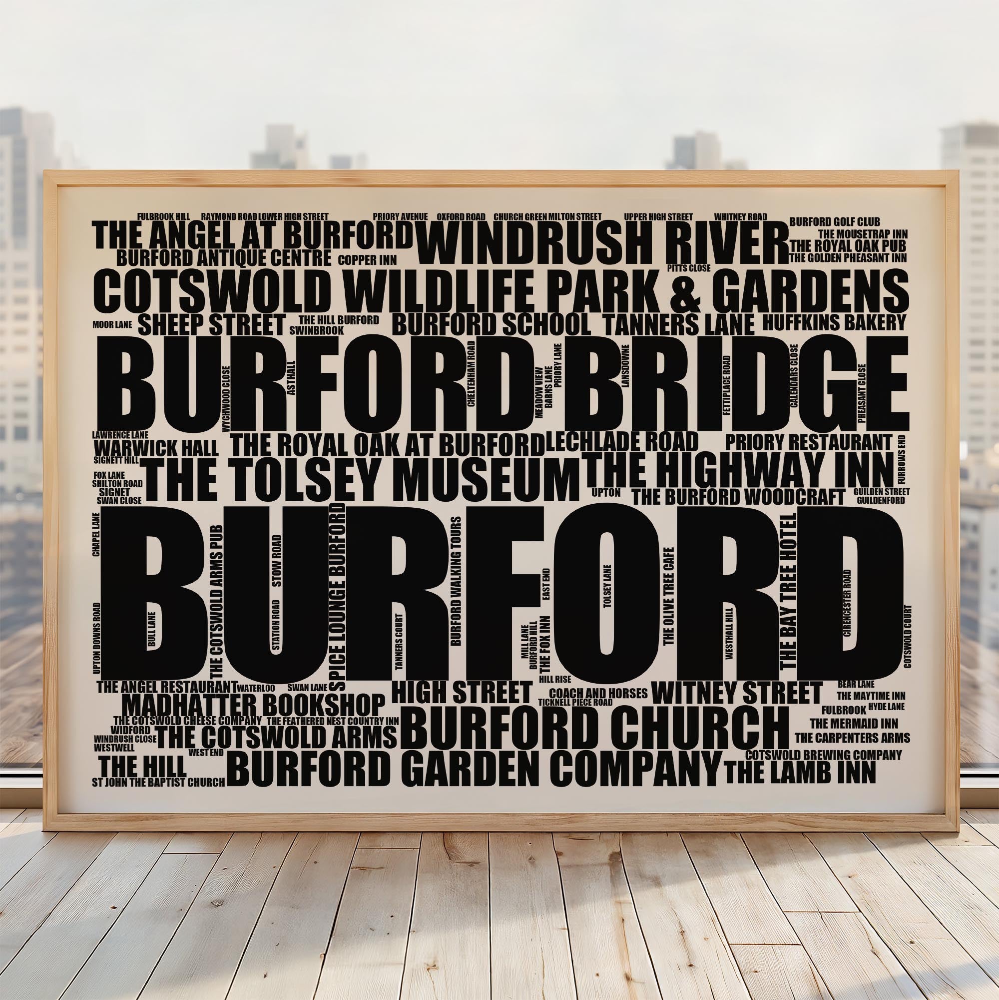 Burford - Premium Typographic Word Cloud Prints, Posters & Gifts