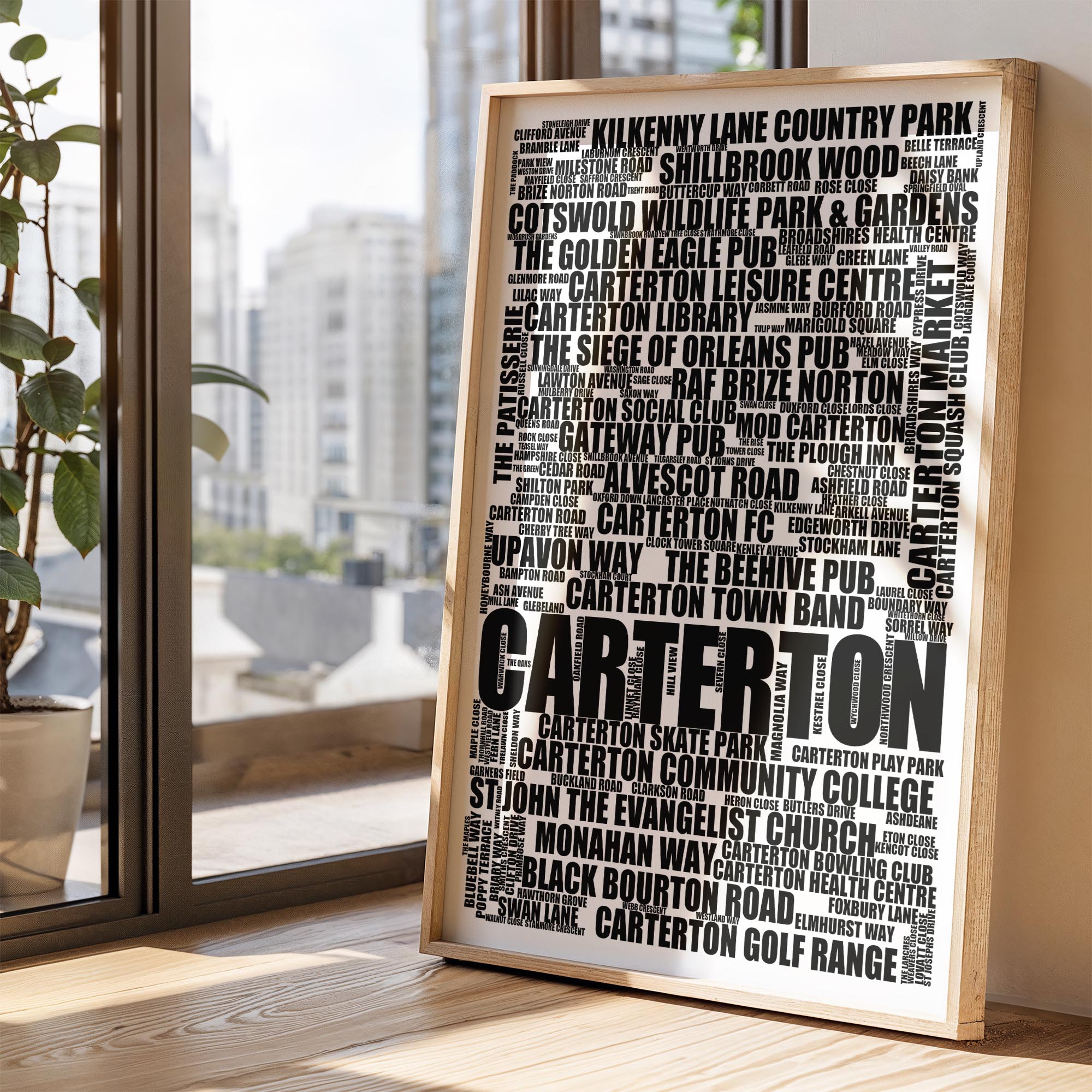 Carterton - Premium Typographic Word Cloud Prints, Posters & Gifts