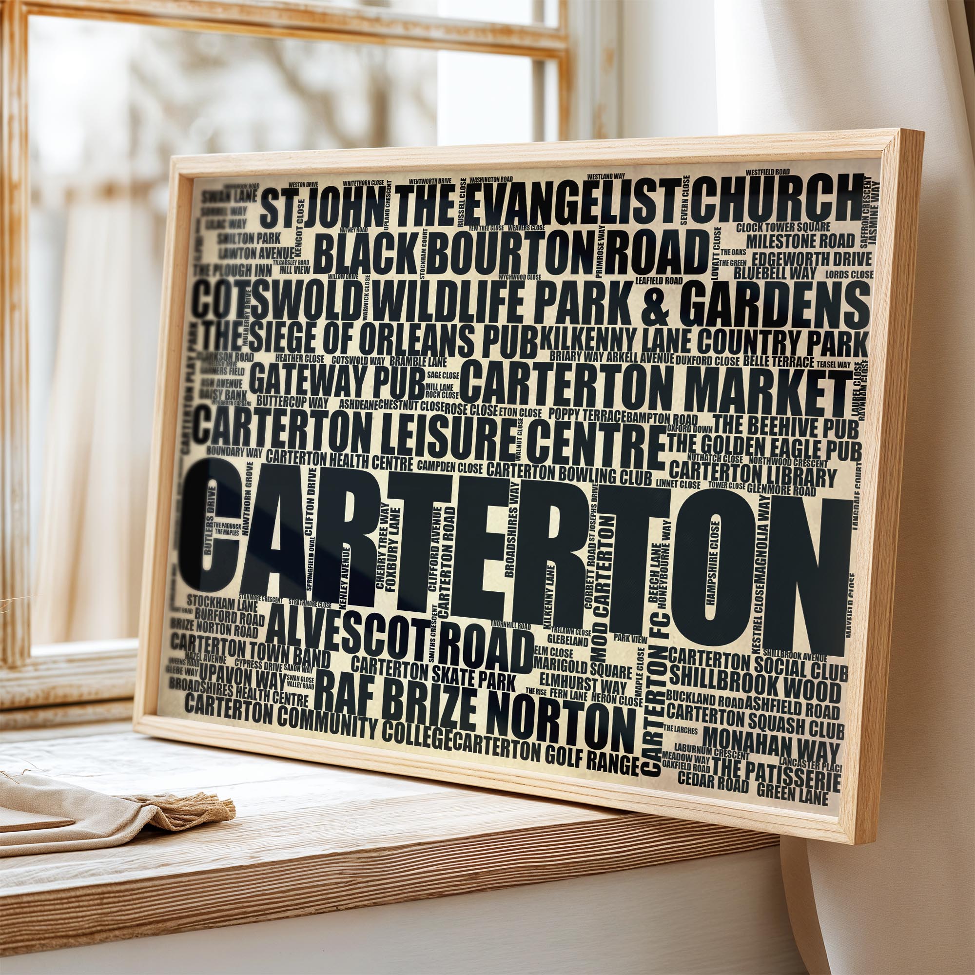 Carterton - Premium Typographic Word Cloud Prints, Posters & Gifts