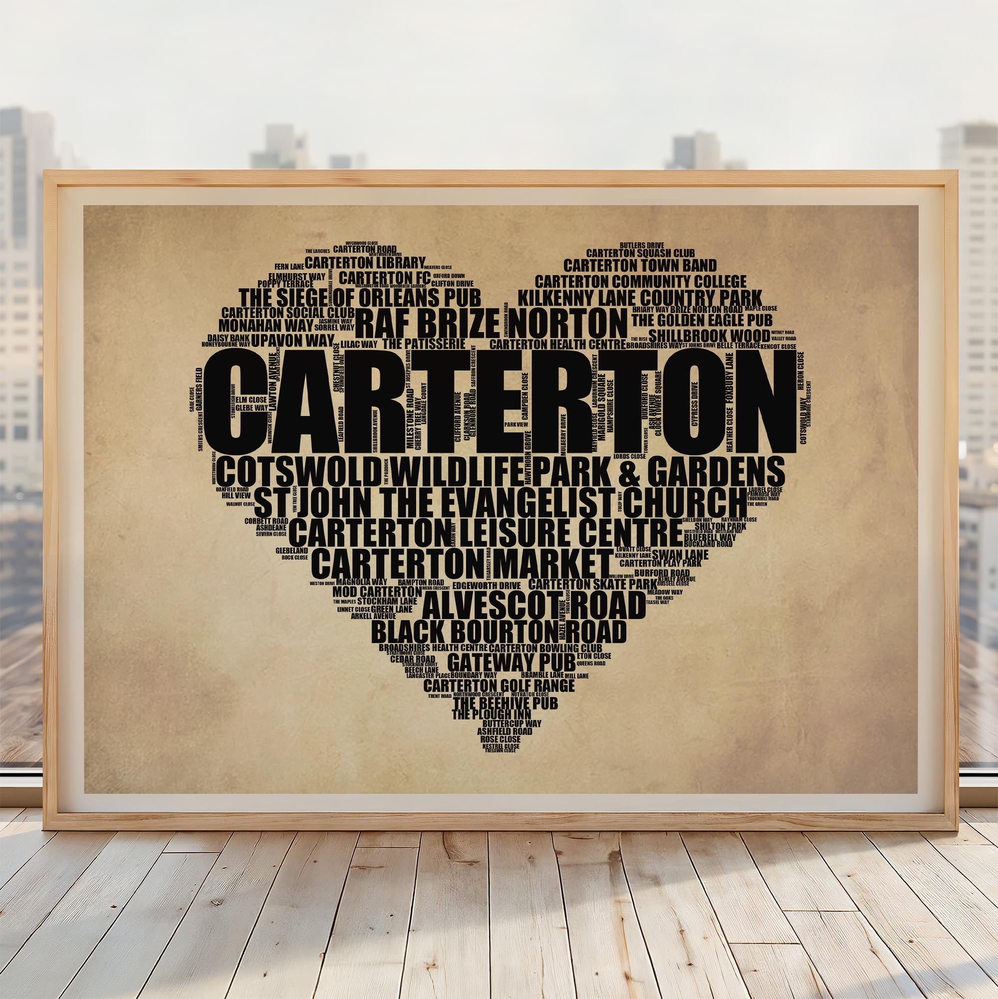 Carterton - Premium Typographic Word Cloud Prints, Posters & Gifts