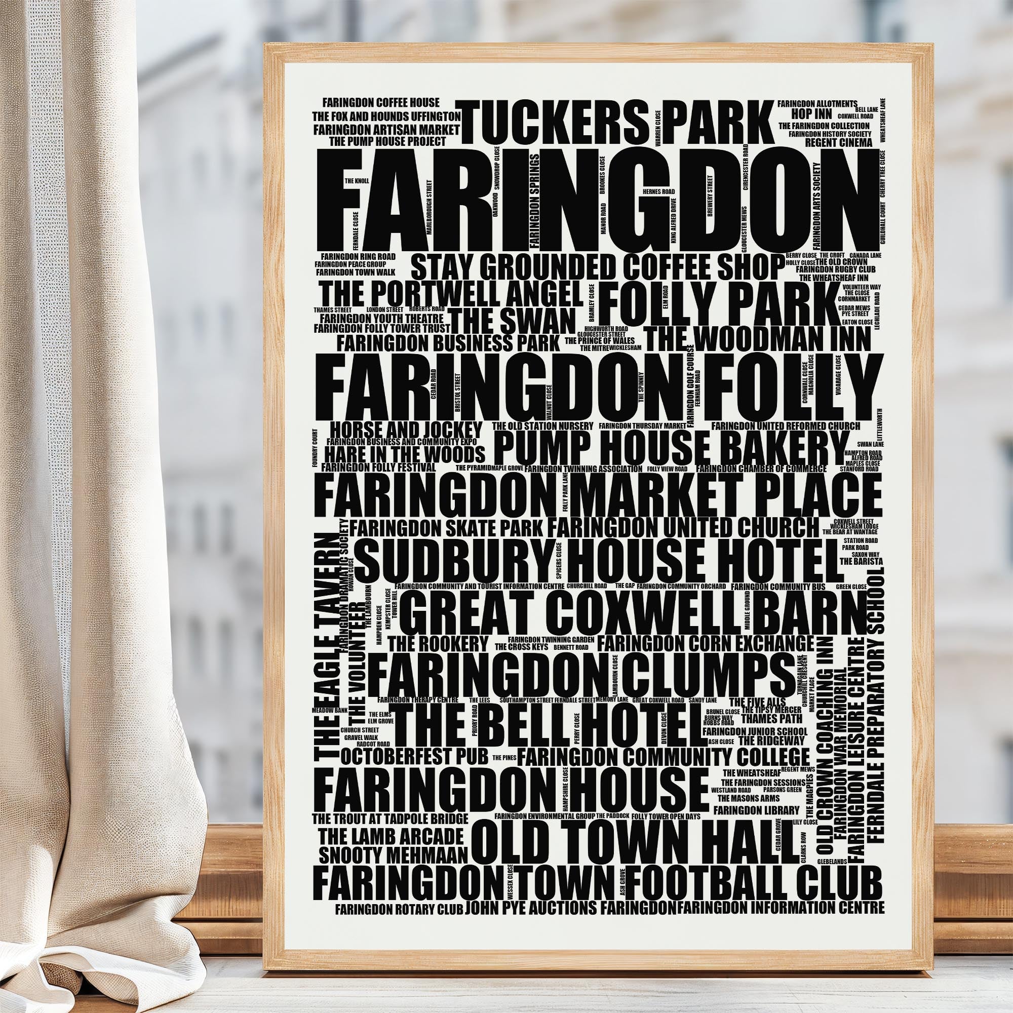 Faringdon - Premium Typographic Word Cloud Prints, Posters & Gifts