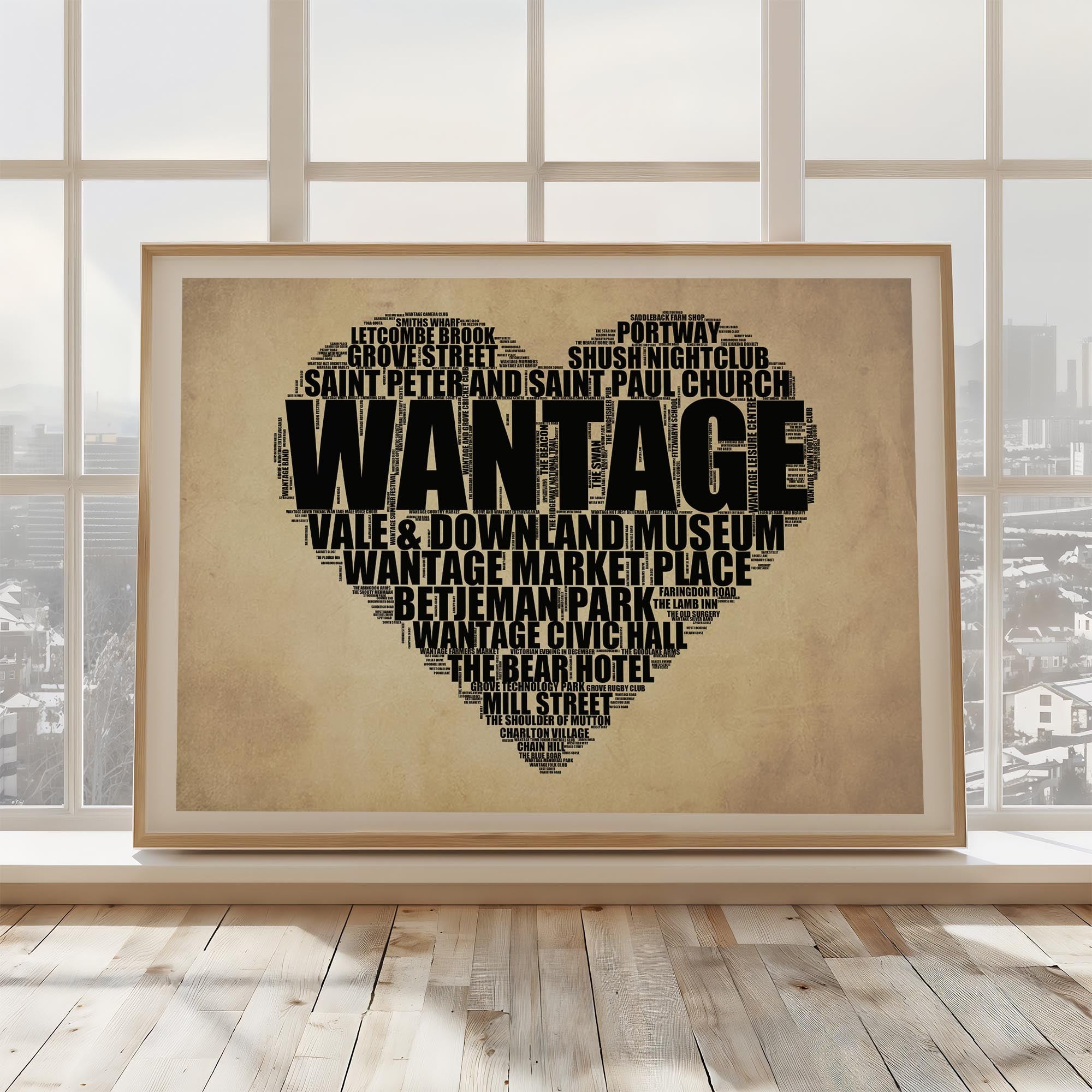 Wantage - Premium Typographic Word Cloud Prints, Posters & Gifts