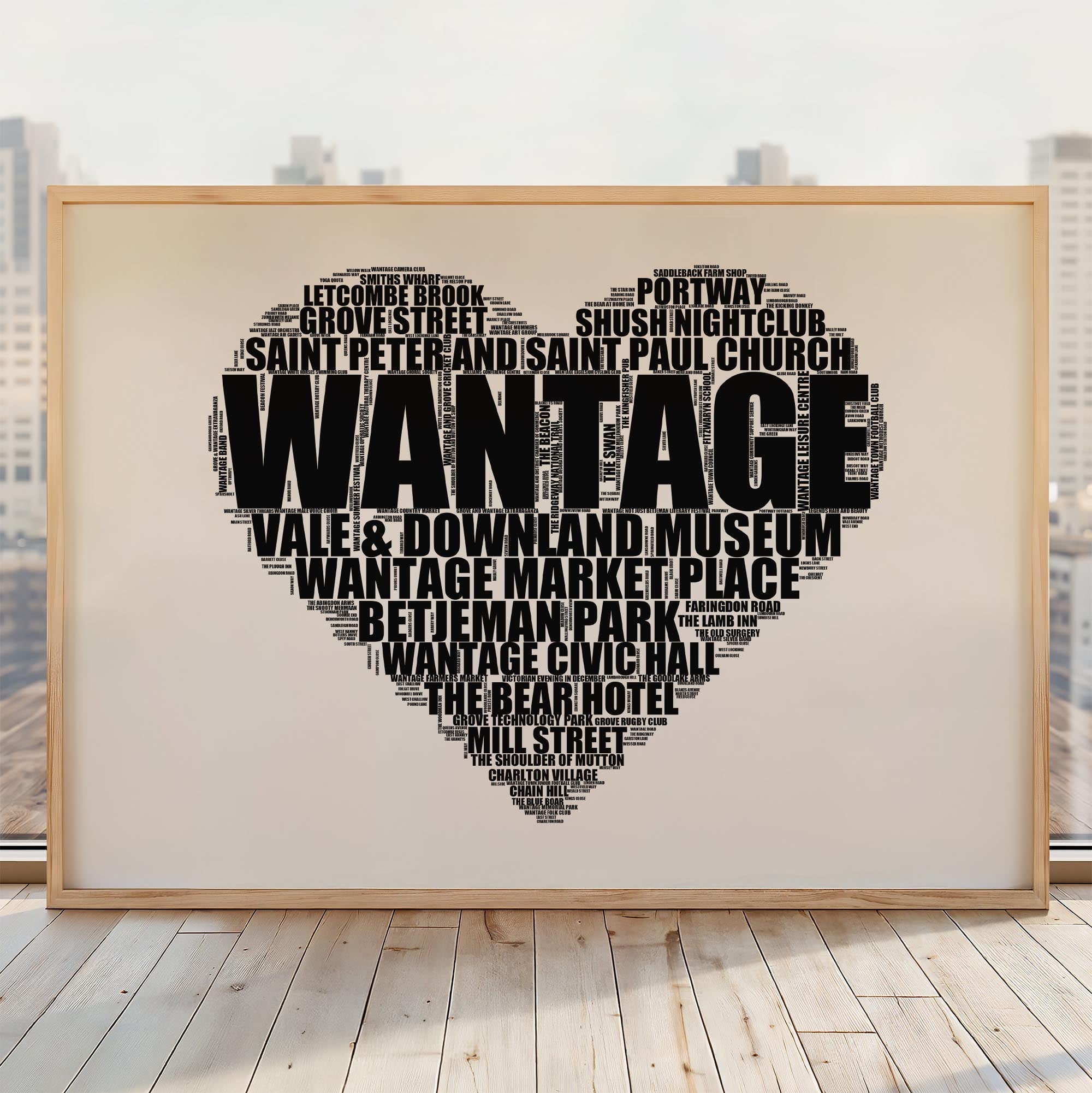 Wantage - Premium Typographic Word Cloud Prints, Posters & Gifts