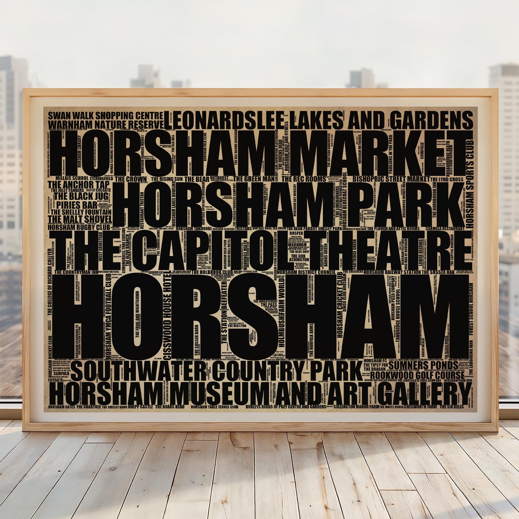 Horsham - Premium Typographic Word Cloud Prints, Posters & Gifts