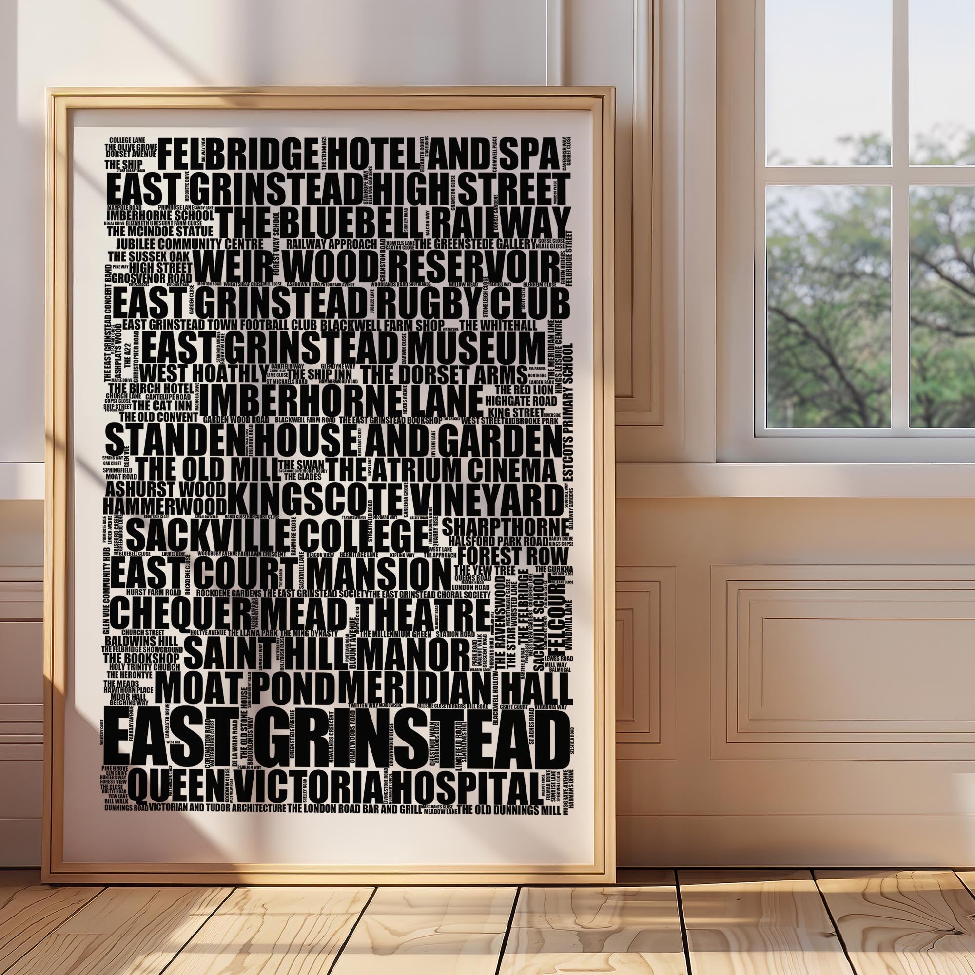 East Grinstead - Premium Typographic Word Cloud Prints, Posters & Gifts