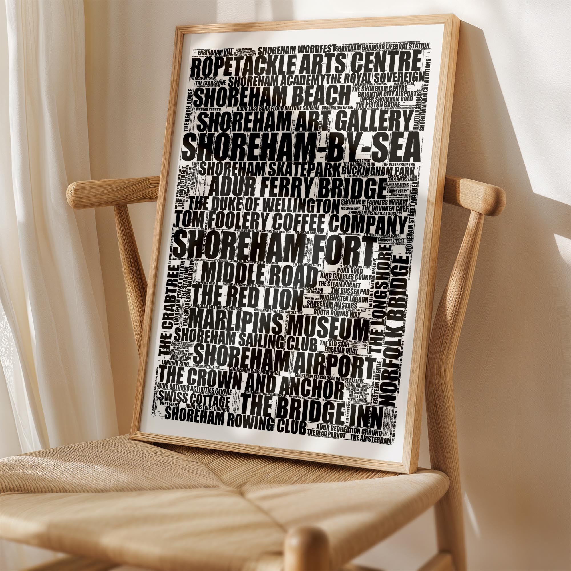 Shoreham-by-Sea - Premium Typographic Word Cloud Prints, Posters & Gifts