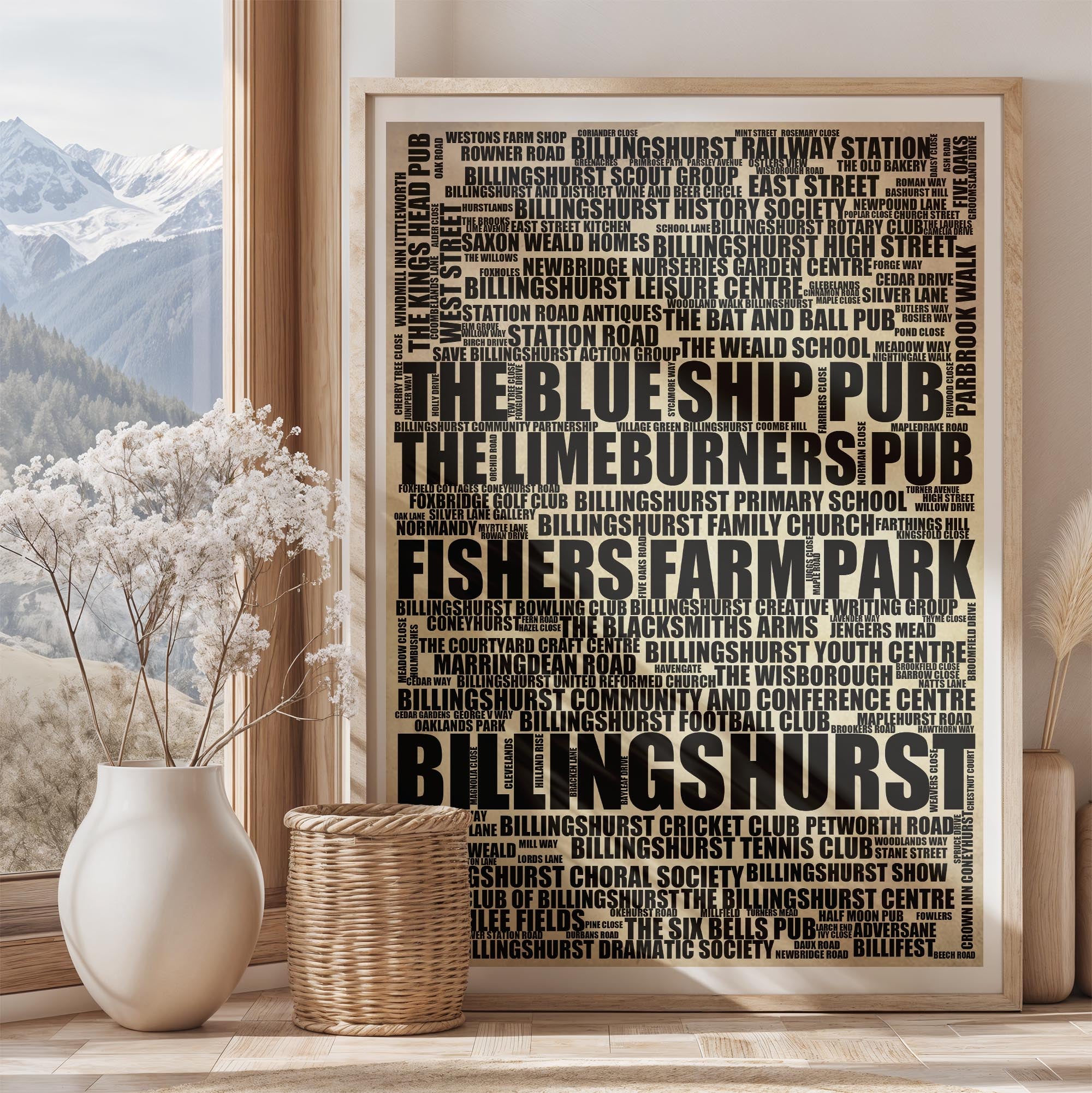 Billingshurst - Premium Typographic Word Cloud Prints, Posters & Gifts