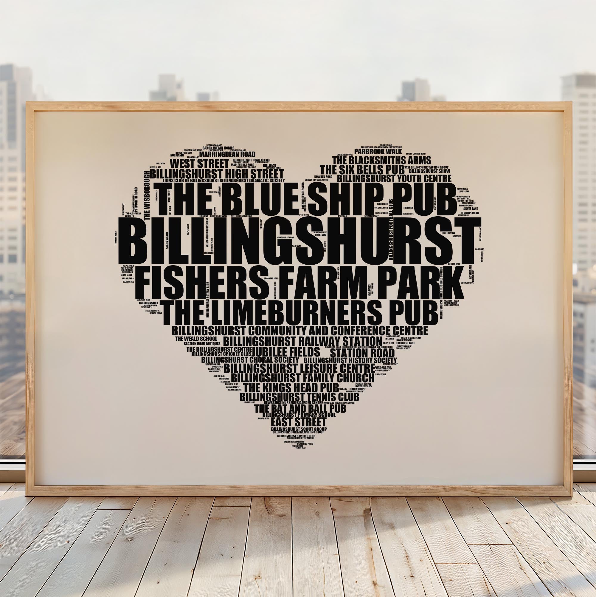 Billingshurst - Premium Typographic Word Cloud Prints, Posters & Gifts