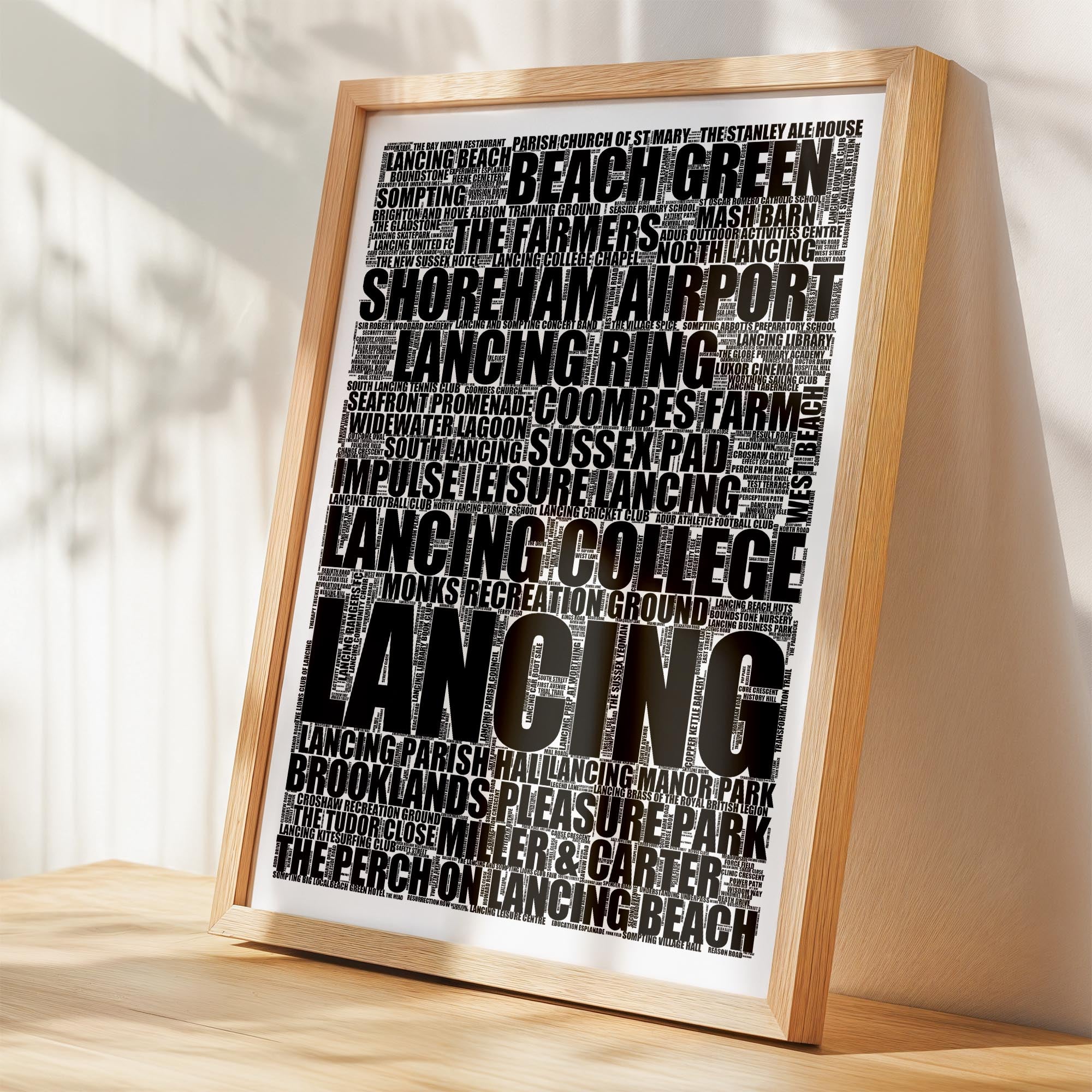 Lancing - Premium Typographic Word Cloud Prints, Posters & Gifts