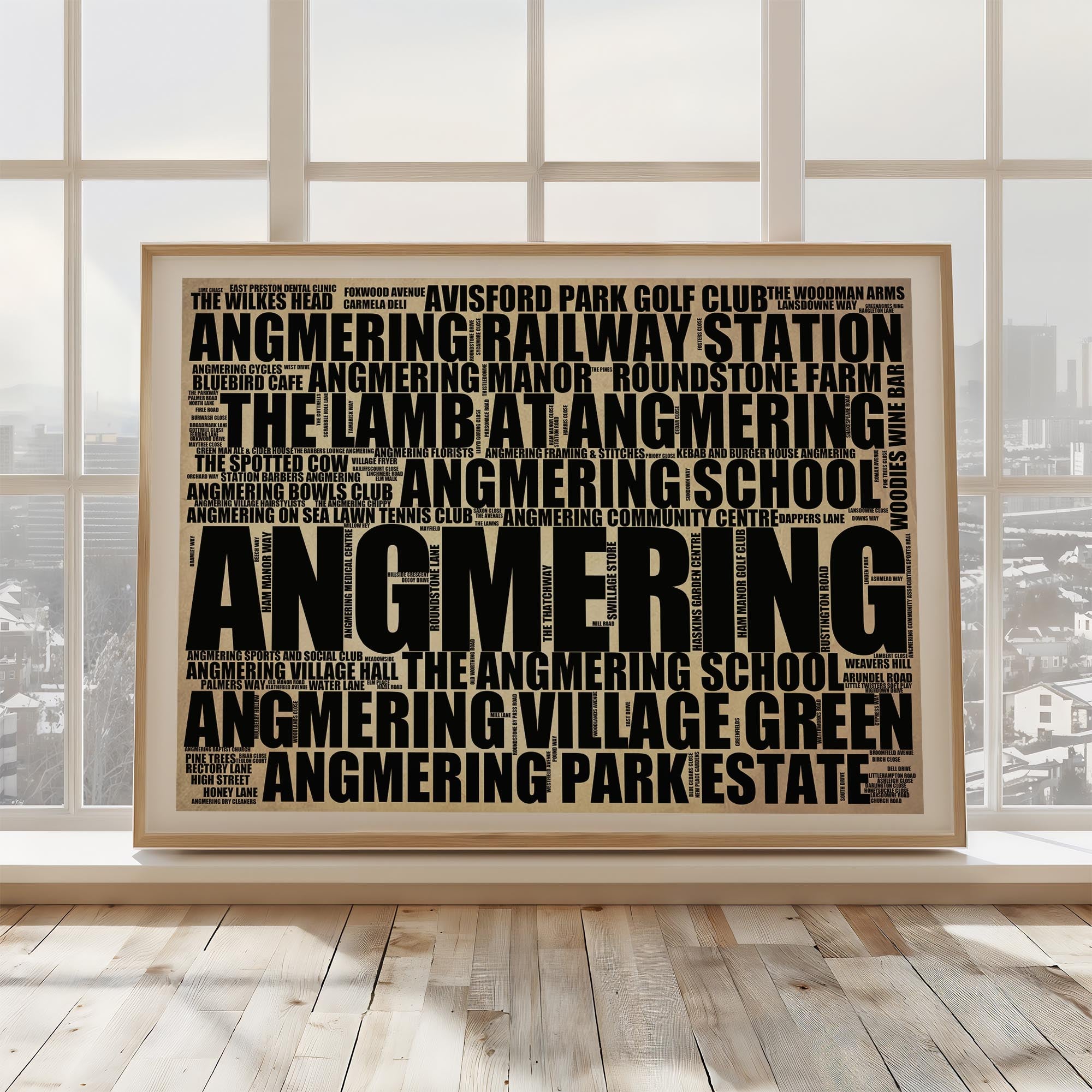 Angmering - Premium Typographic Word Cloud Prints, Posters & Gifts