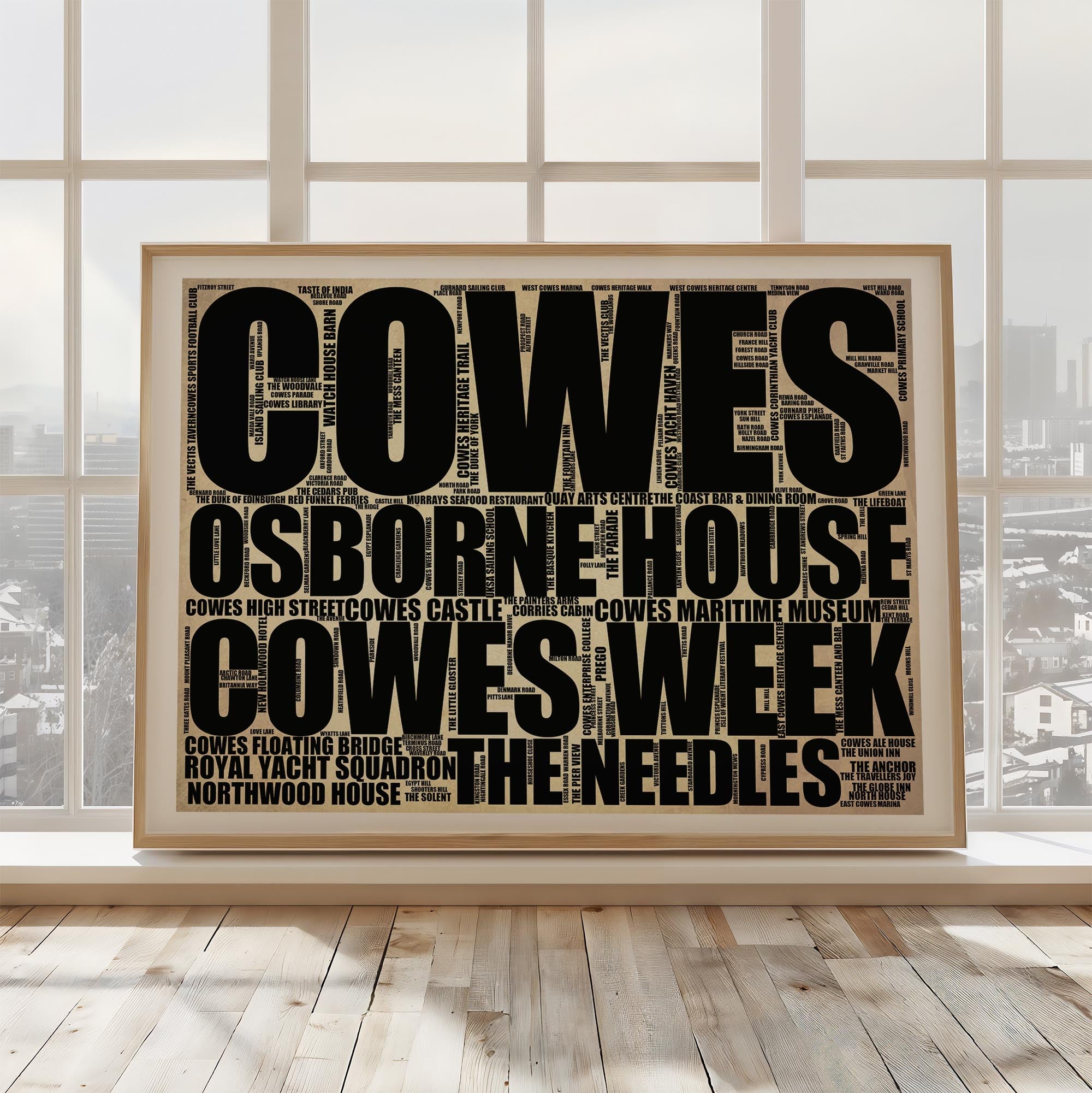 Cowes - Premium Typographic Word Cloud Prints, Posters & Gifts
