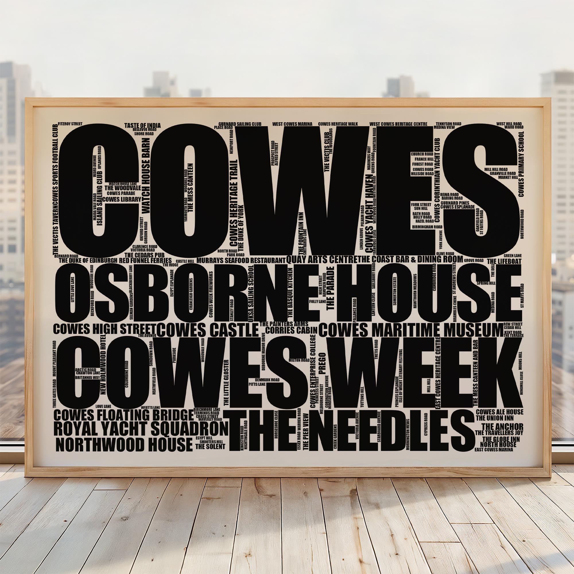 Cowes - Premium Typographic Word Cloud Prints, Posters & Gifts