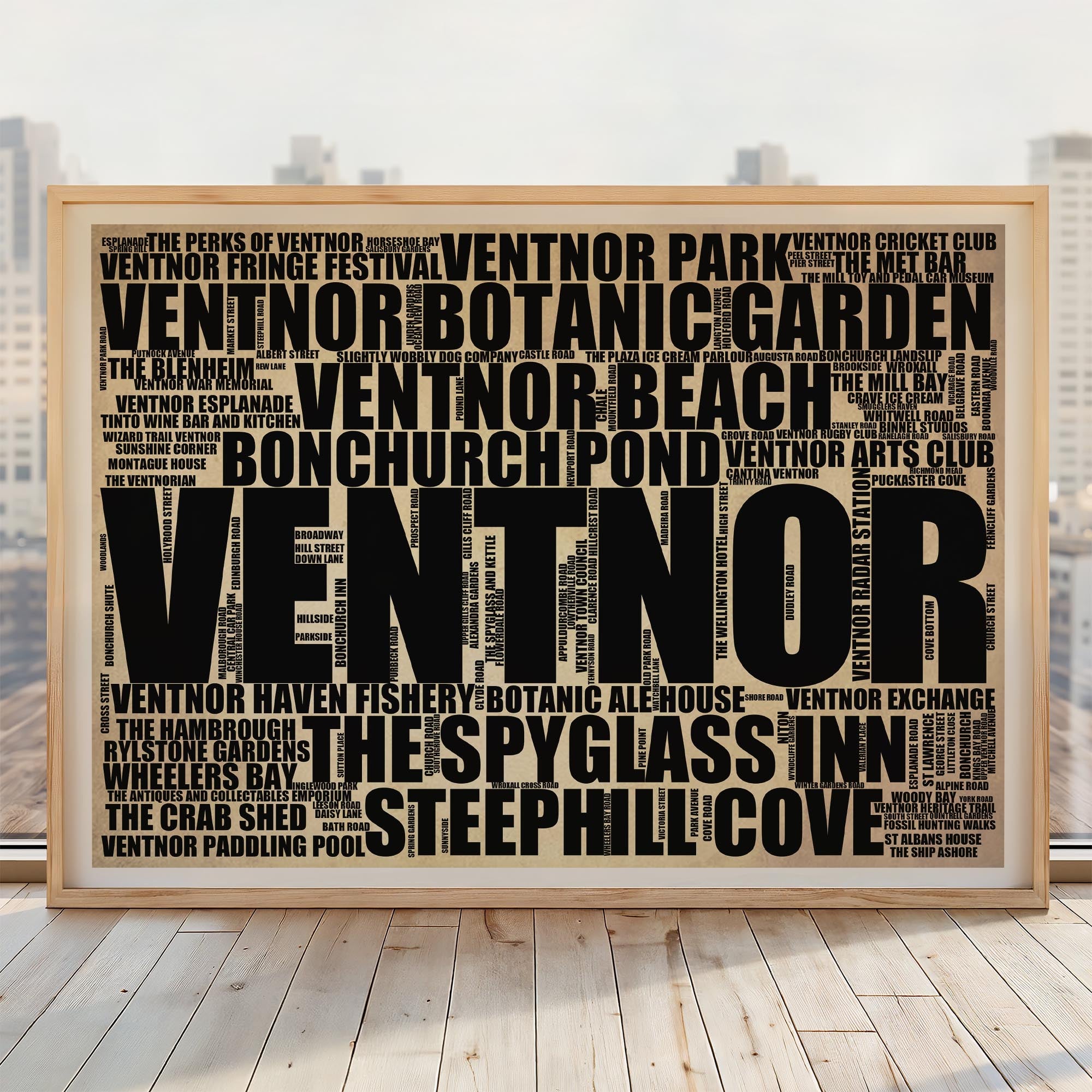 Ventnor - Premium Typographic Word Cloud Prints, Posters & Gifts