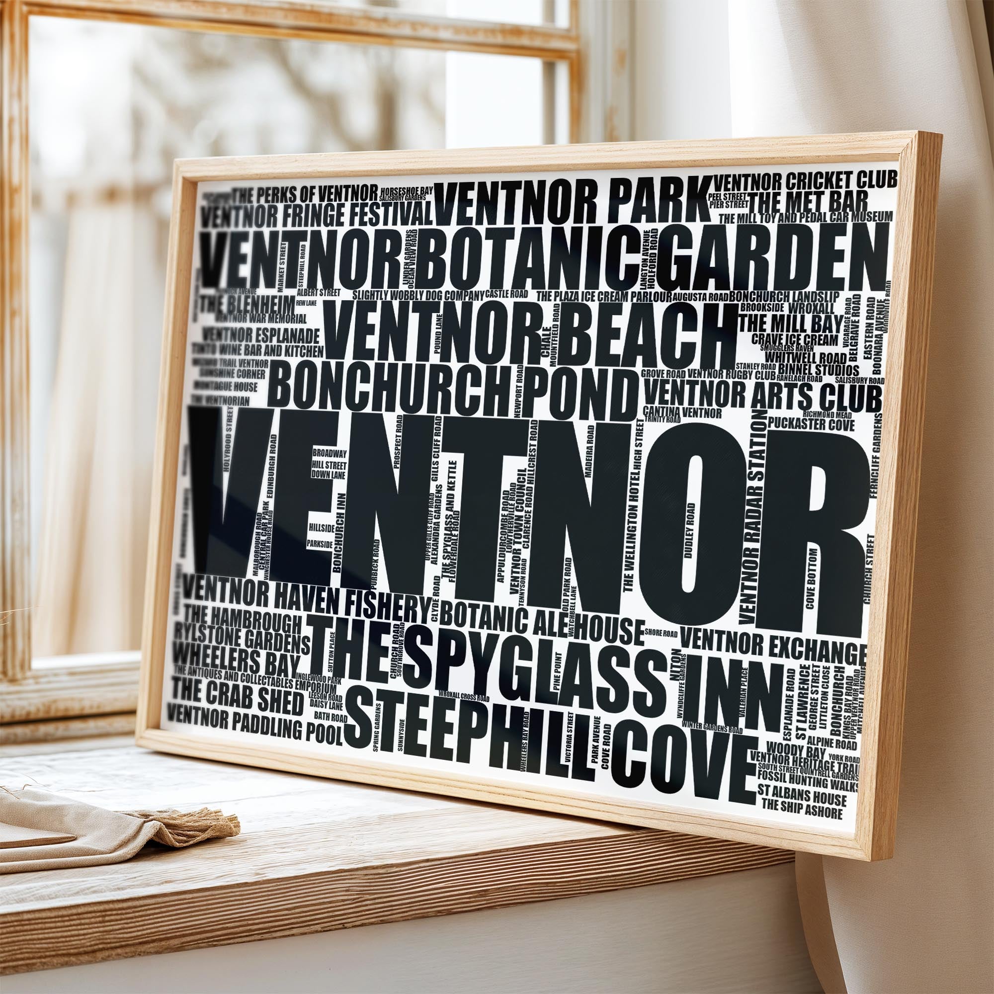 Ventnor - Premium Typographic Word Cloud Prints, Posters & Gifts