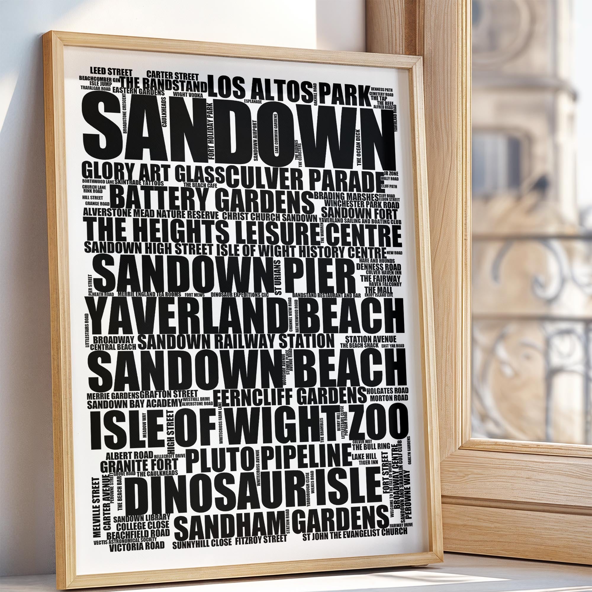 Sandown - Premium Typographic Word Cloud Prints, Posters & Gifts