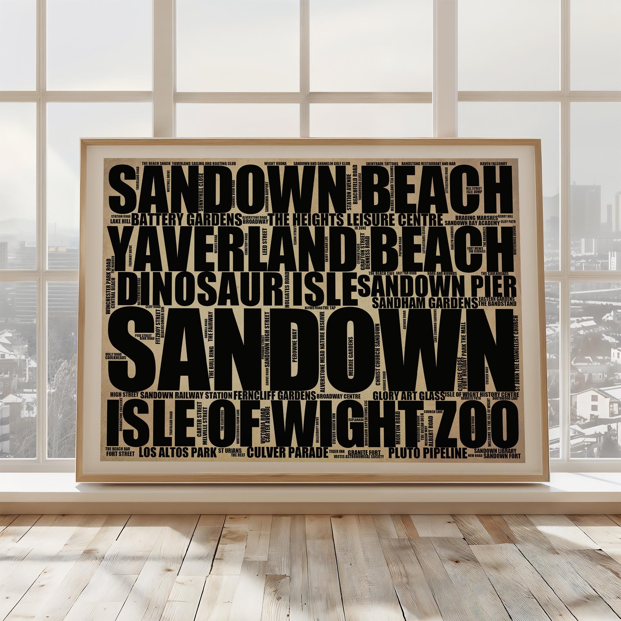 Sandown - Premium Typographic Word Cloud Prints, Posters & Gifts