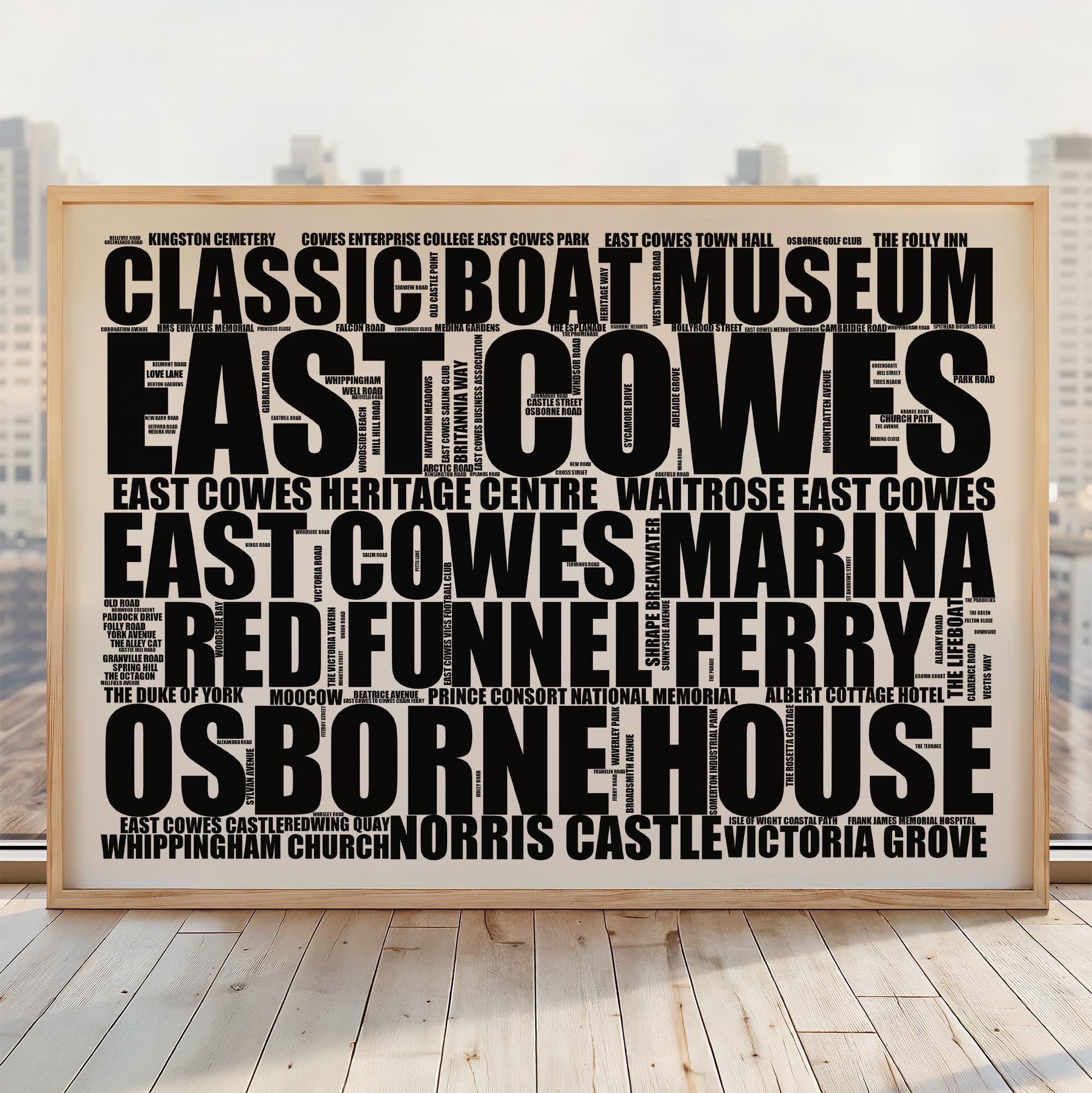 East Cowes - Premium Typographic Word Cloud Prints, Posters & Gifts