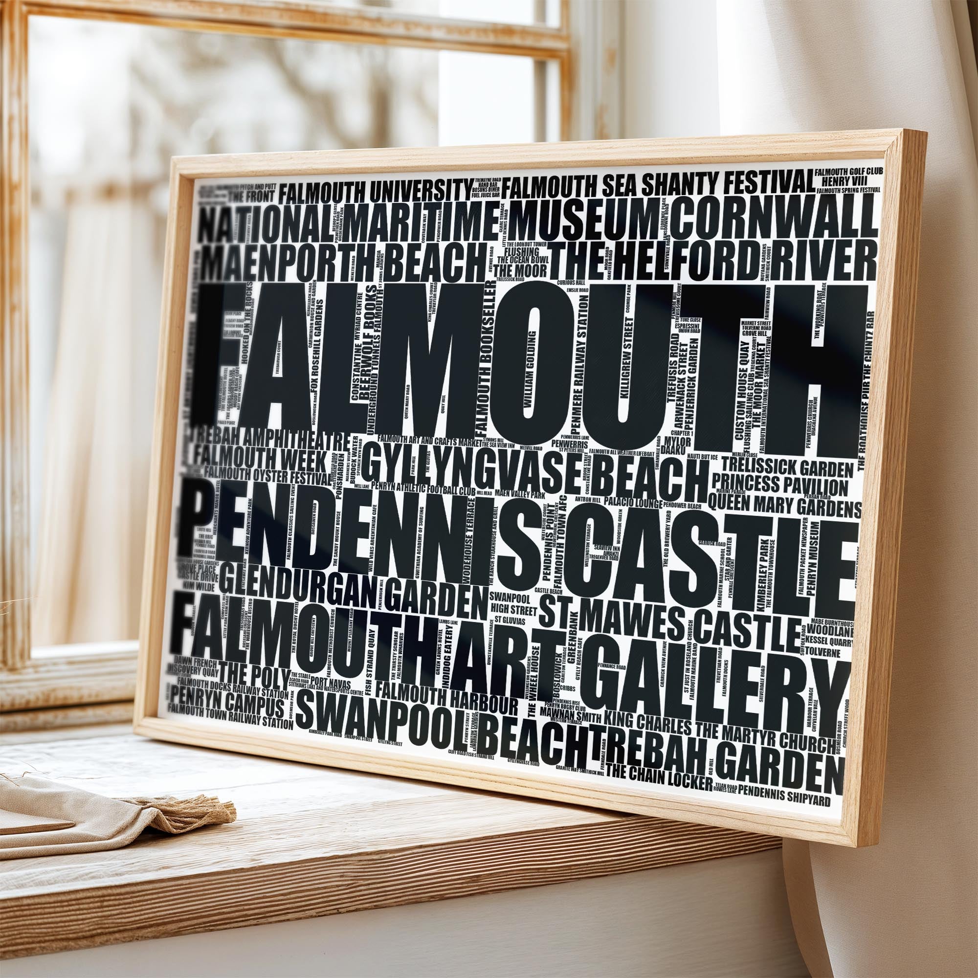 Falmouth - Premium Typographic Word Cloud Prints, Posters & Gifts