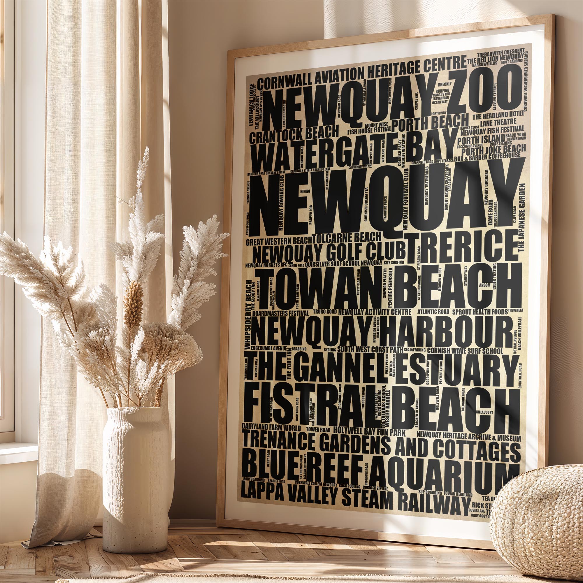 Newquay - Premium Typographic Word Cloud Prints, Posters & Gifts