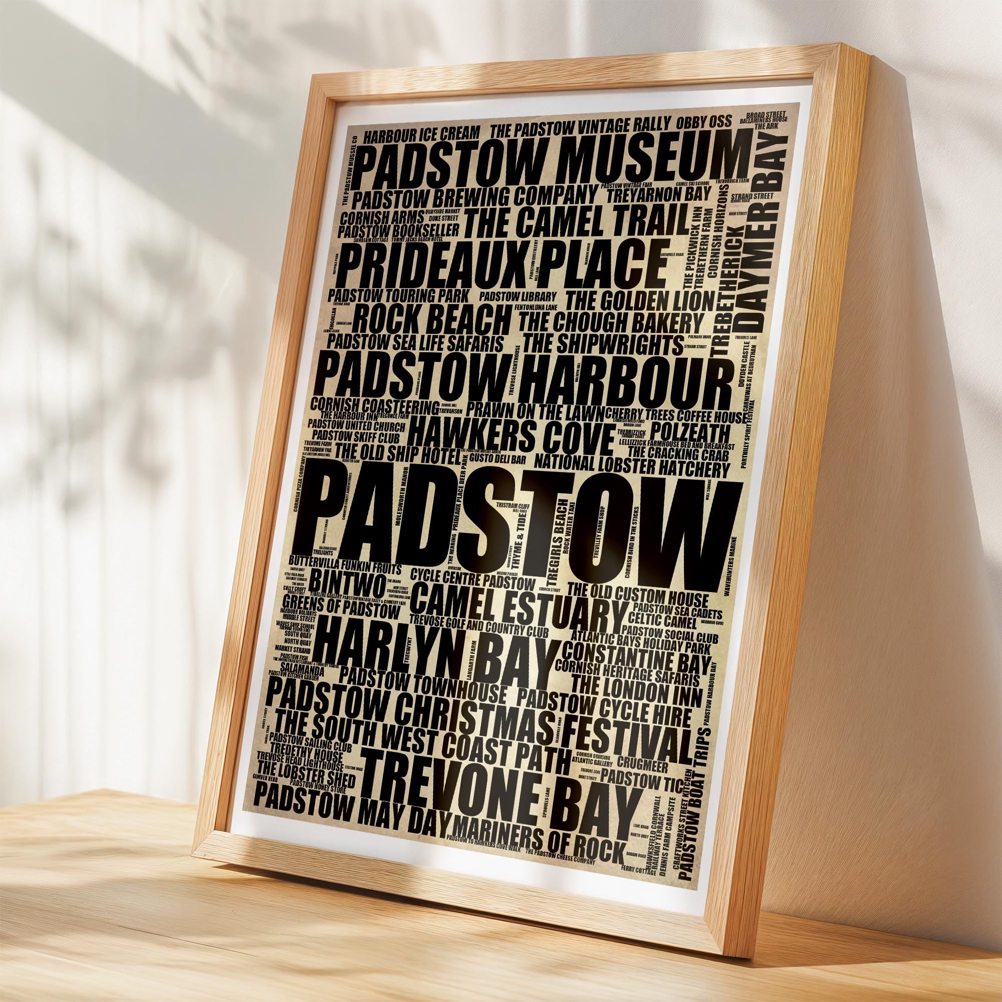 Padstow - Premium Typographic Word Cloud Prints, Posters & Gifts