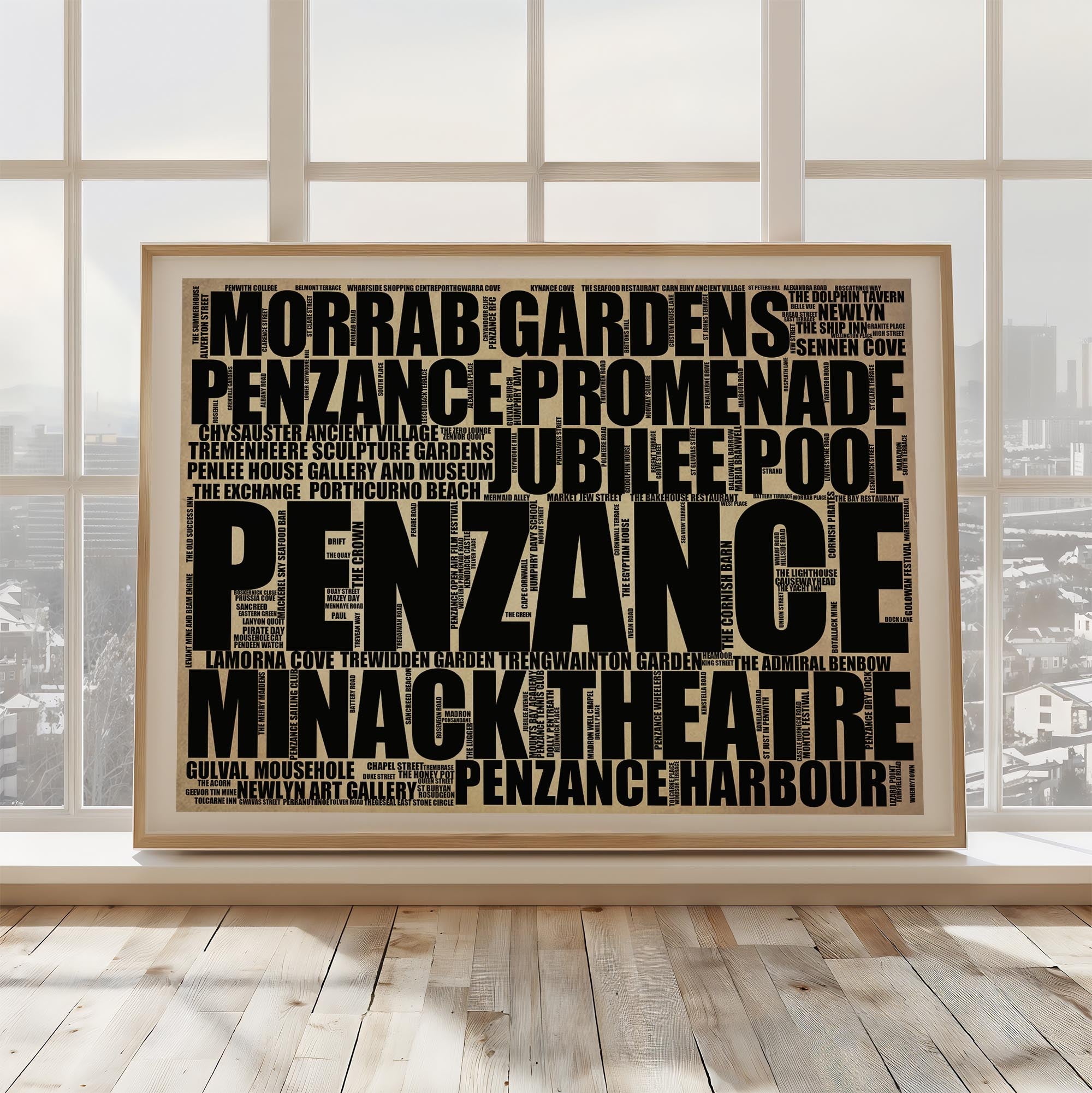 Penzance - Premium Typographic Word Cloud Prints, Posters & Gifts