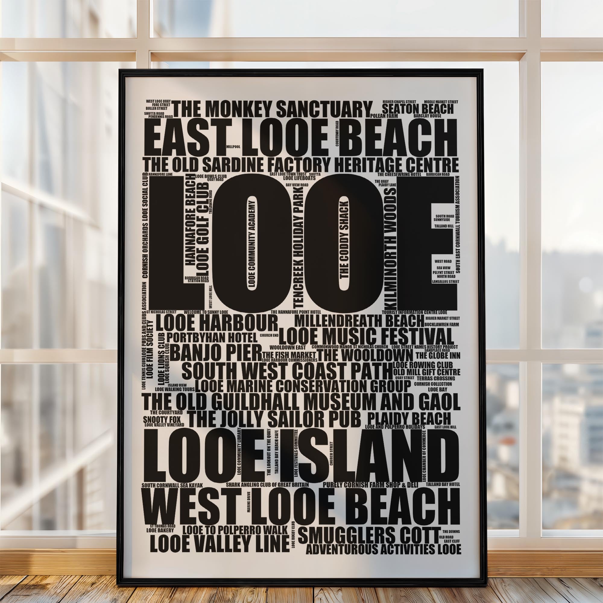 Looe - Premium Typographic Word Cloud Prints, Posters & Gifts