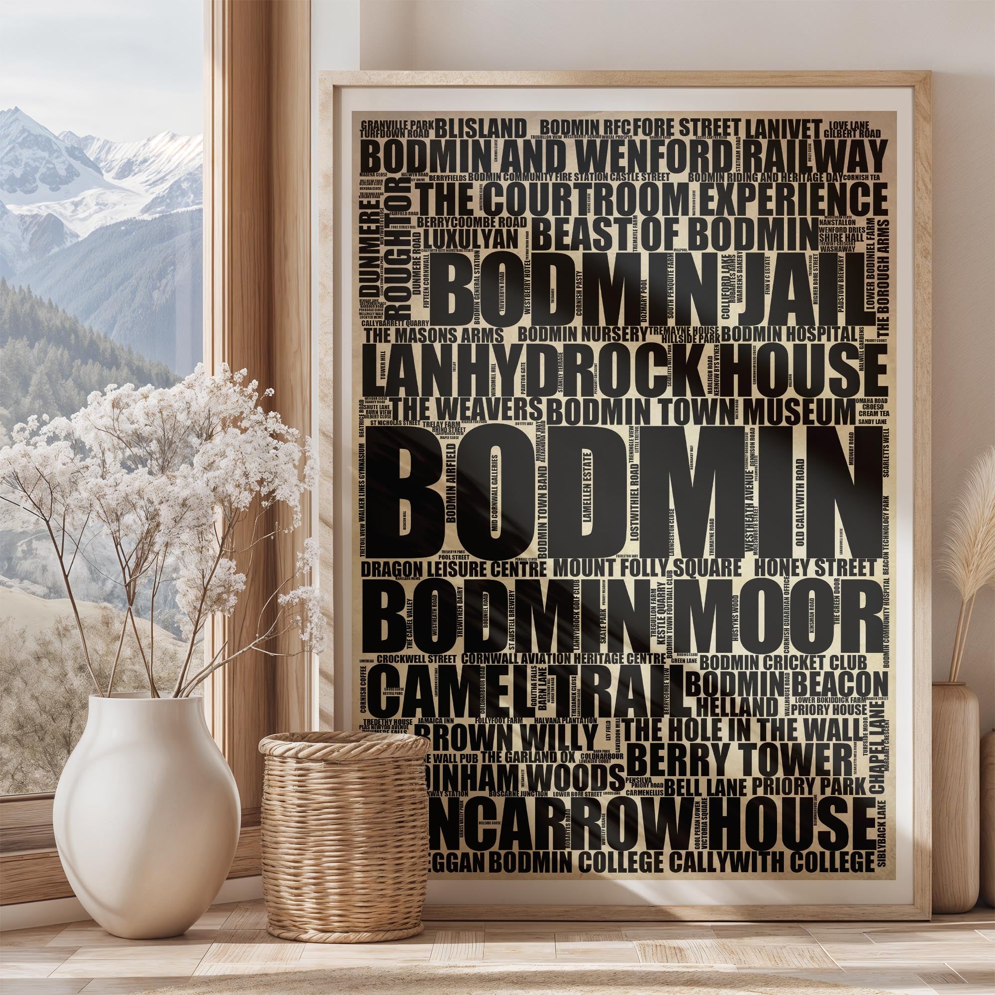 Bodmin - Premium Typographic Word Cloud Prints, Posters & Gifts