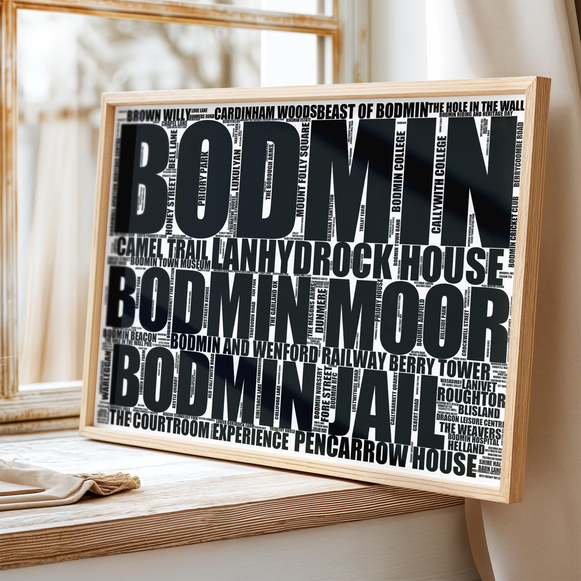 Bodmin - Premium Typographic Word Cloud Prints, Posters & Gifts