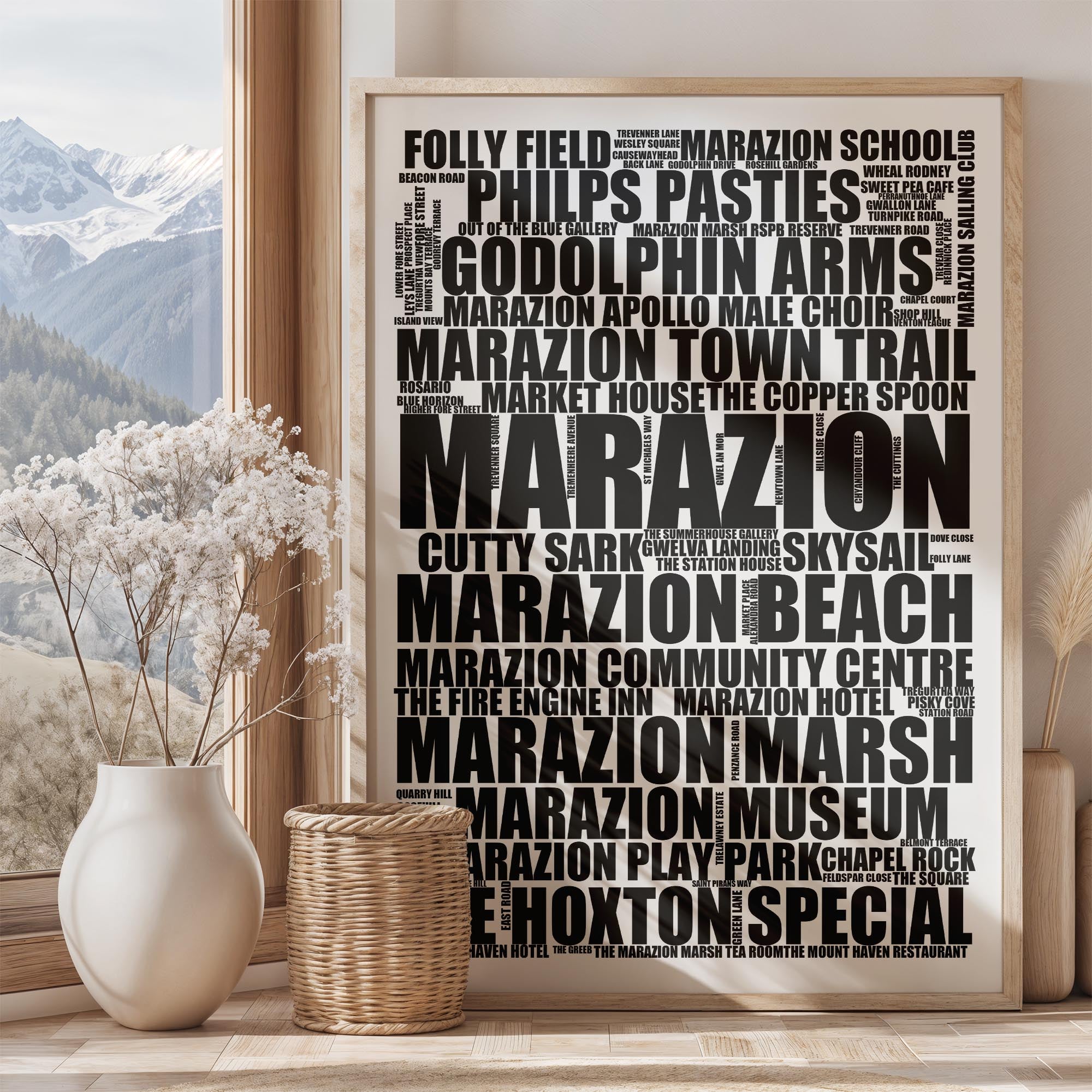 Marazion - Premium Typographic Word Cloud Prints, Posters & Gifts