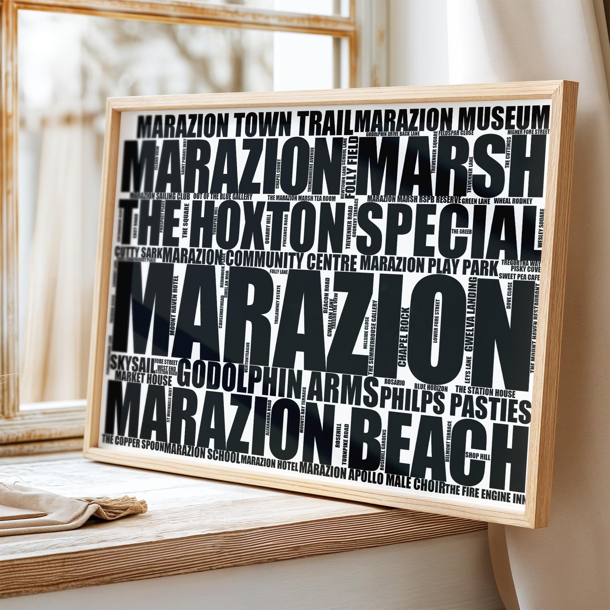 Marazion - Premium Typographic Word Cloud Prints, Posters & Gifts